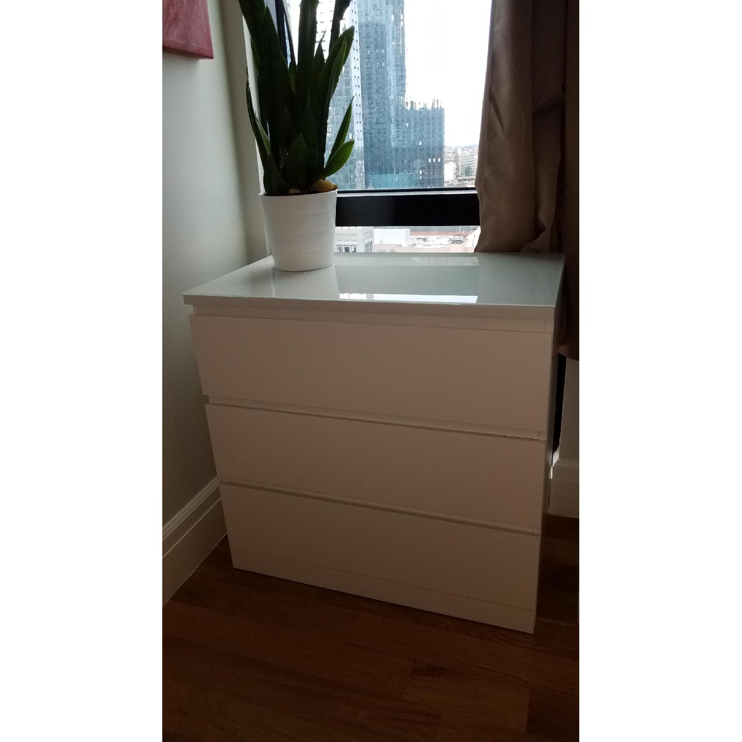 Ikea Malm 3-Drawer Chest w/ Glass Top - image-2