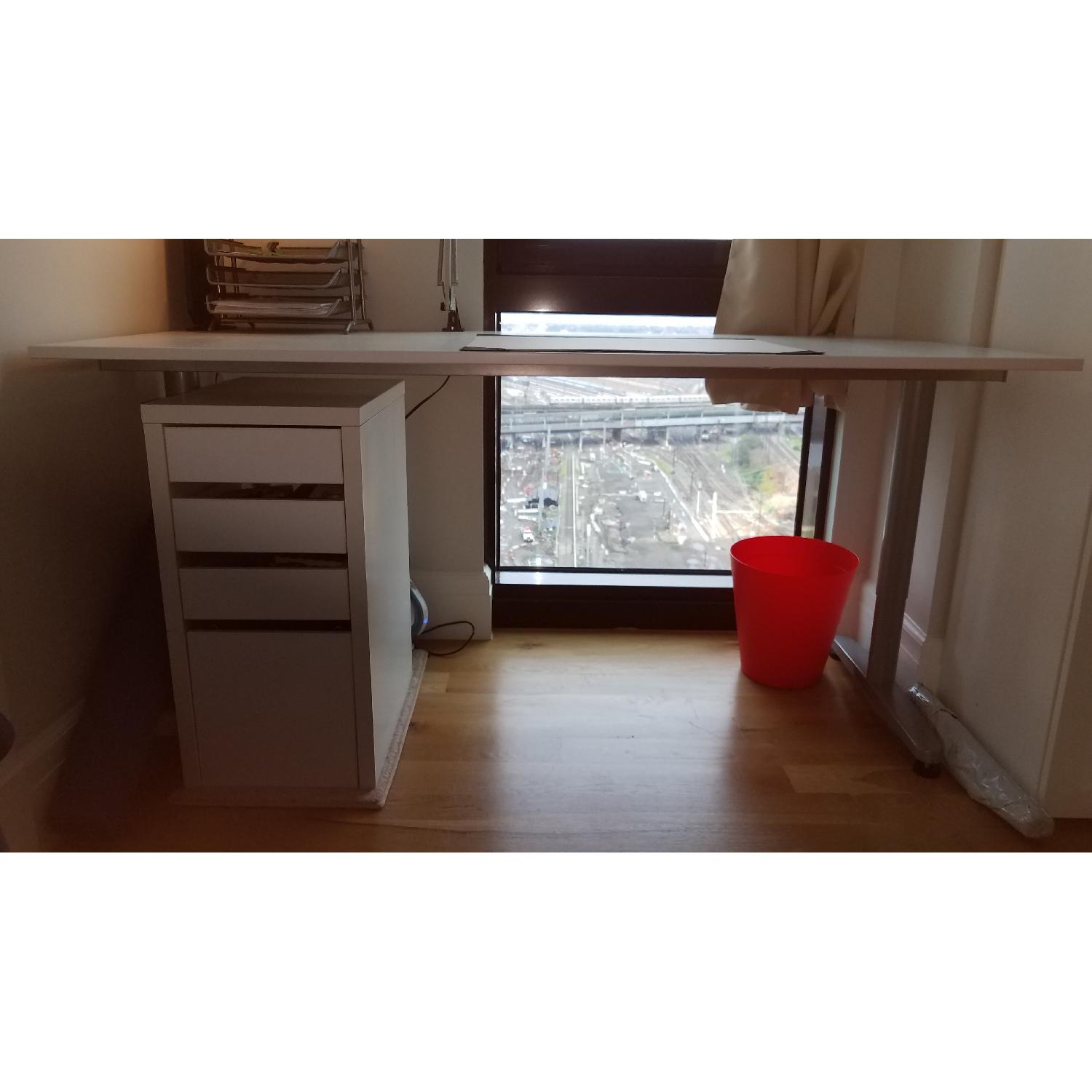 Ikea Bekant Height Adjustable Desk & Micke Filing Cabinet - image-2