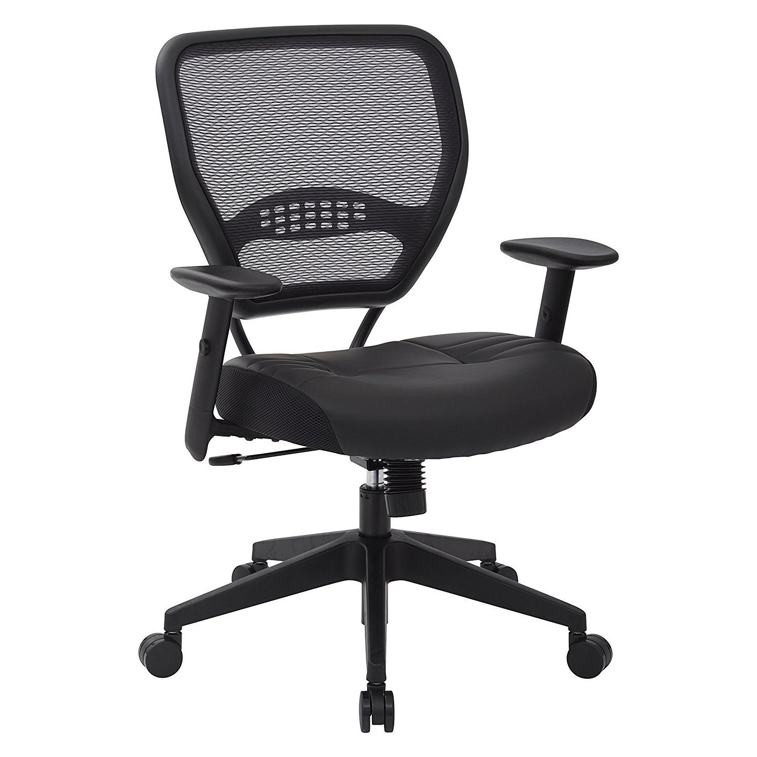 Space Seating Adjustable Black Leather Office Rolling Chair AptDeco