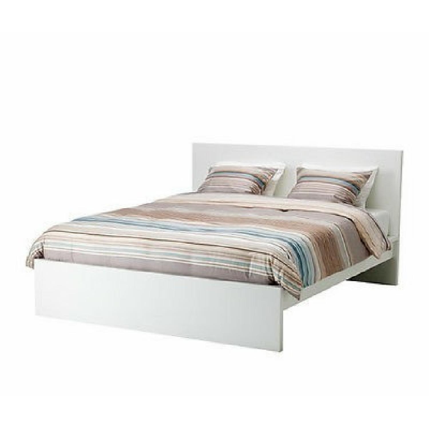 Ikea Malm White Queen Bed w/ Lonset Bed Base AptDeco
