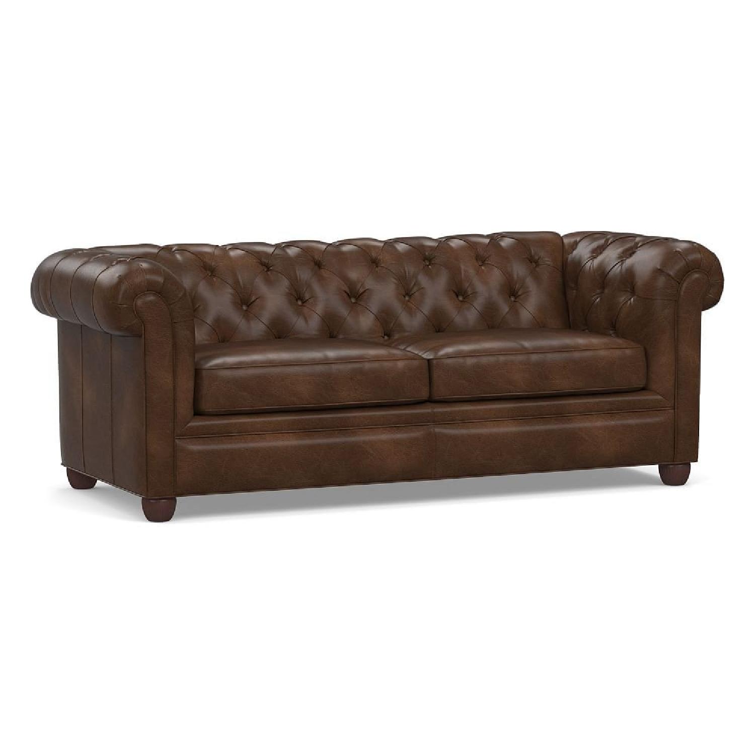 Pottery Barn Chesterfield Leather Sofa in Vintage Cocoa