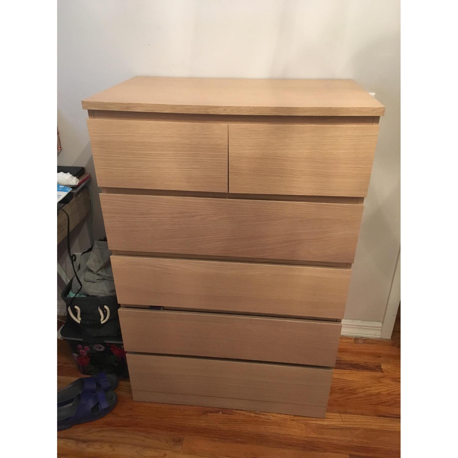 Ikea Malm White Oak 6Drawer Dresser AptDeco