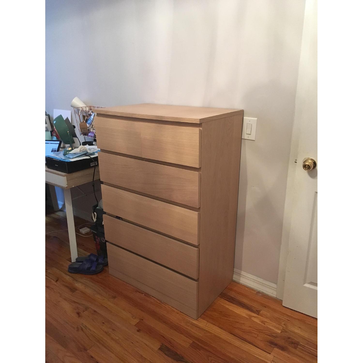 Ikea Malm White Oak 6Drawer Dresser AptDeco