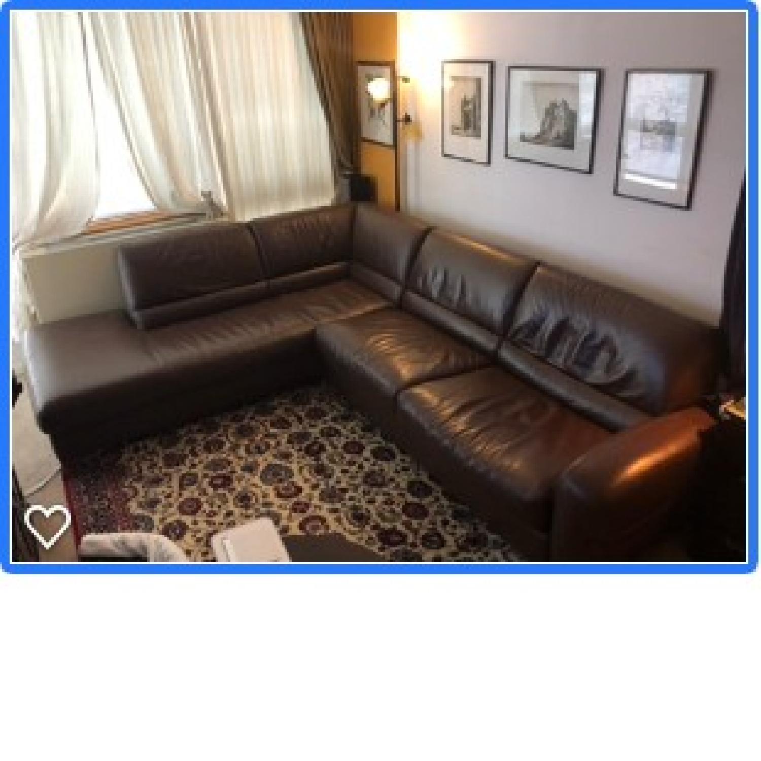 Natuzzi Italsofa 2 Piece Leather Sleeper Sectional Sofa AptDeco