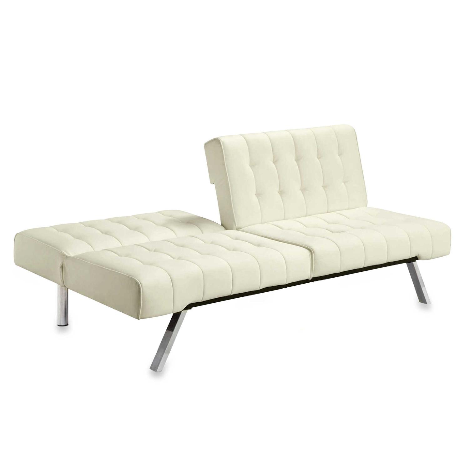 DHP Emily Split-Back Faux Leather Futon in Vanilla - image-2
