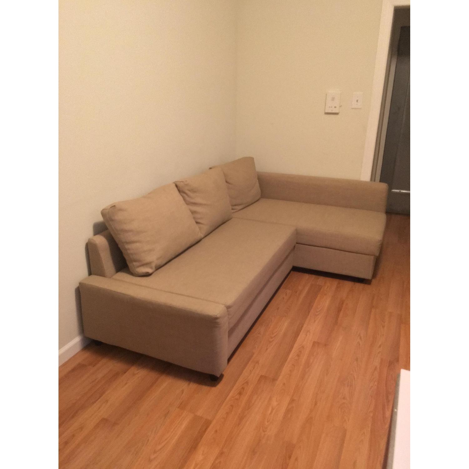 Ikea Friheten Beige Sleeper Sectional Sofa w/ Storage - image-1