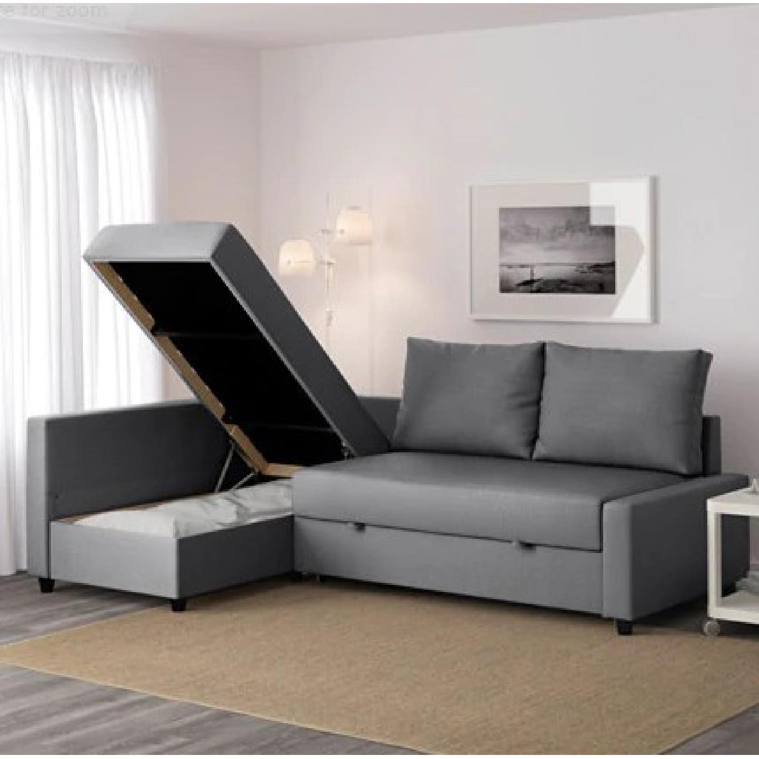 Ikea Friheten Beige Sleeper Sectional Sofa w/ Storage - image-3