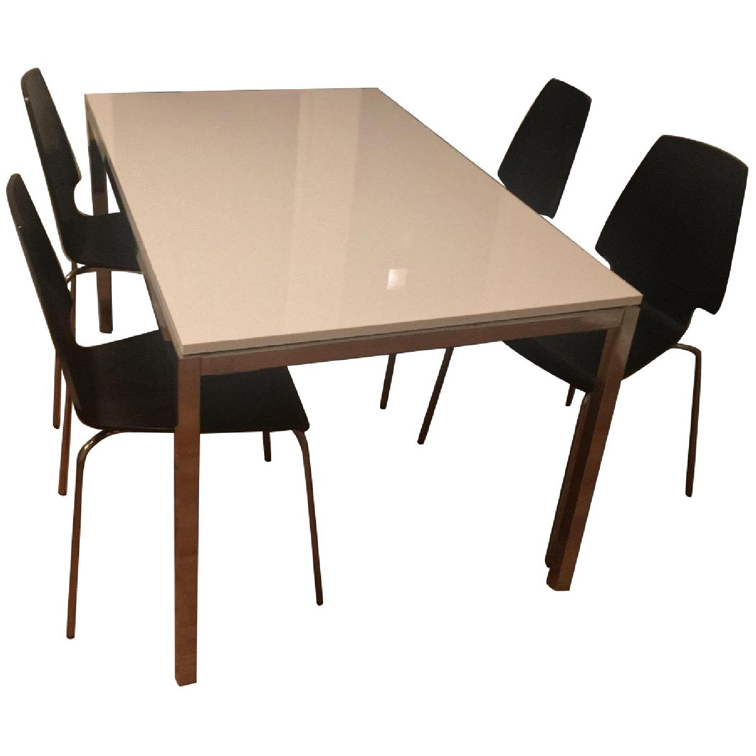 Ikea Torsby White Chrome Plated Dining Table w/ 4 Chairs - image-0