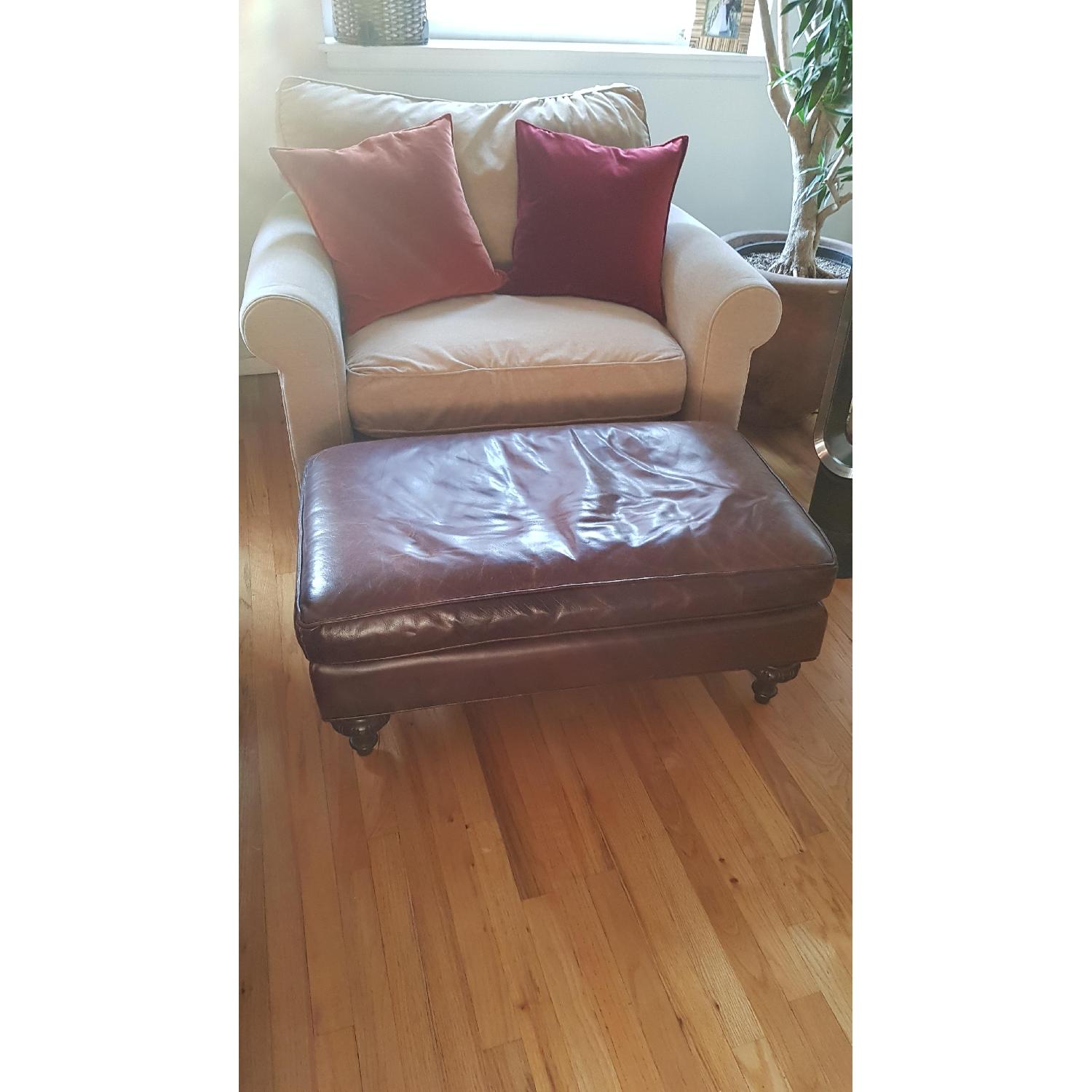 Room & Board Large Leather Ottoman - image-1