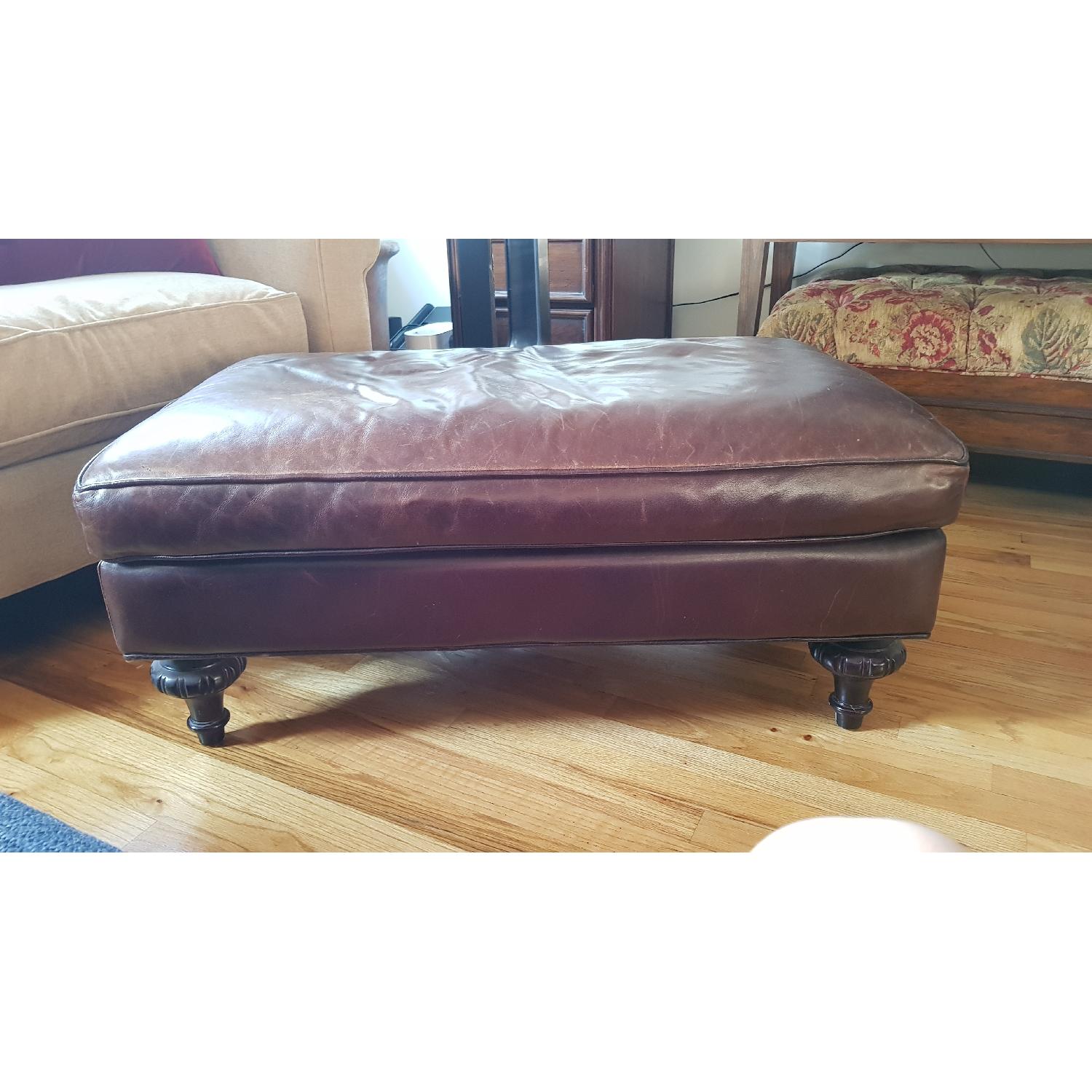 Room & Board Large Leather Ottoman - image-3