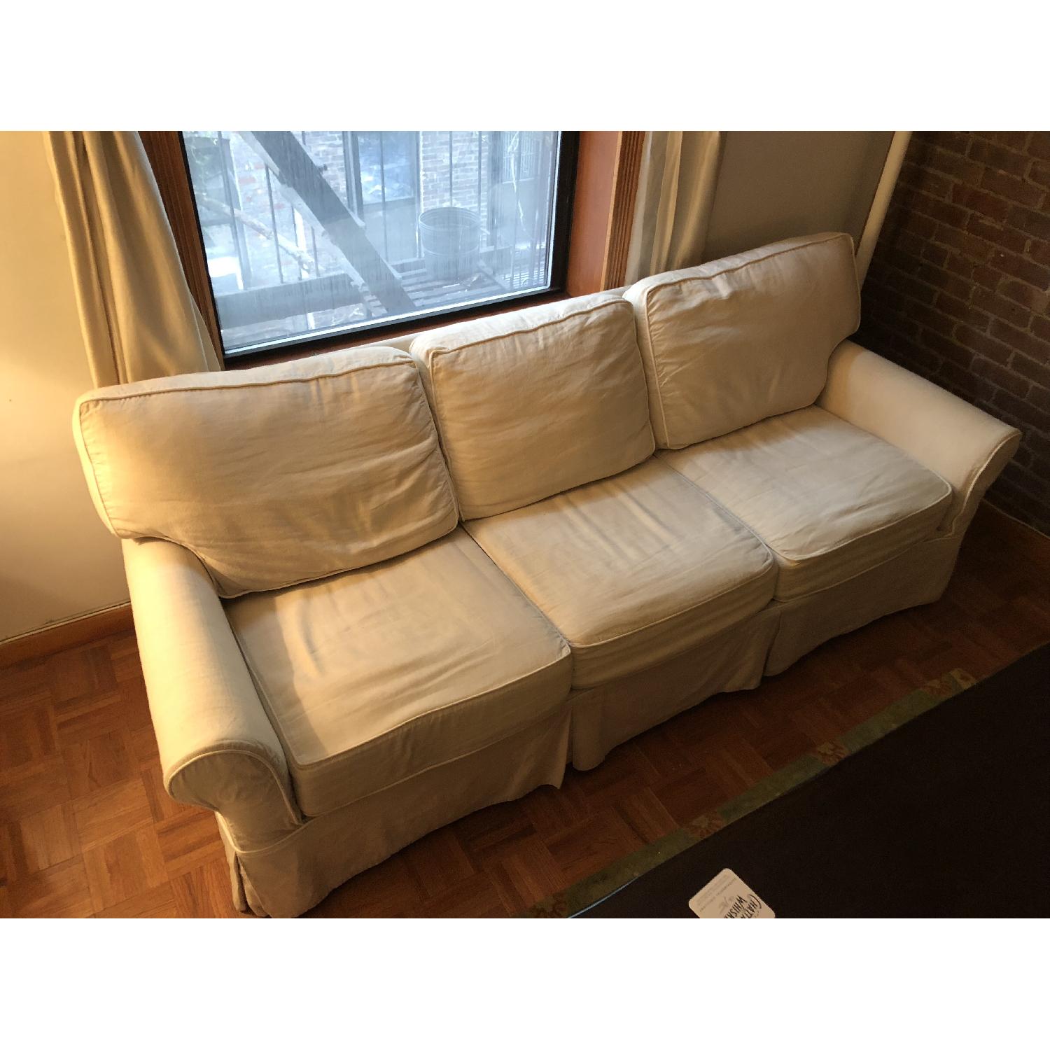 Crate & Barrel Slipcovered Pullout Queen Sofa + Armchair AptDeco