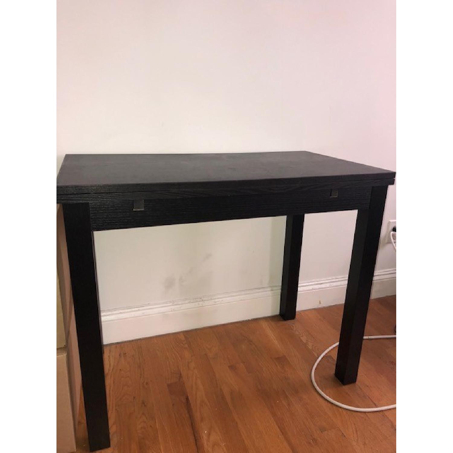 Ikea Black Wood Dining Table w/ 2 Chairs AptDeco