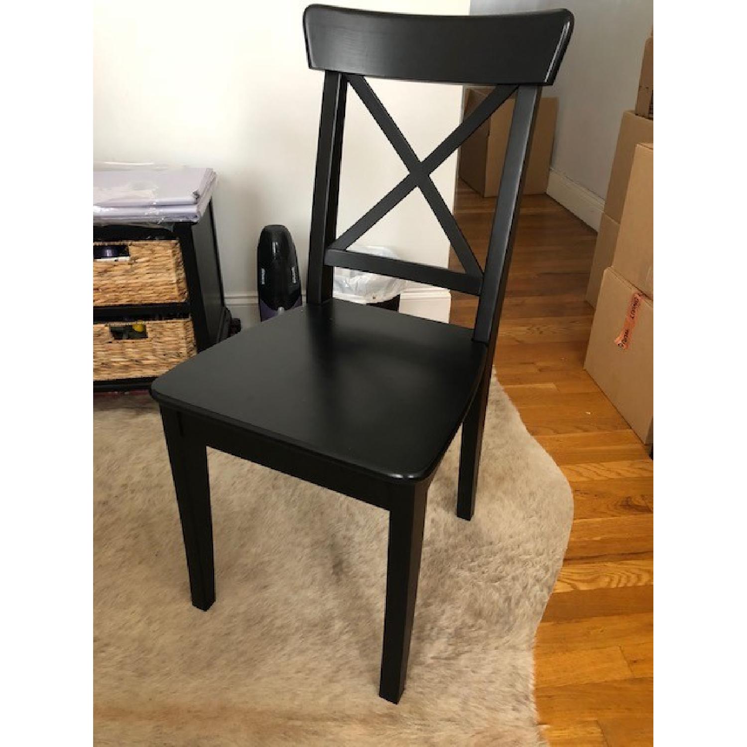 Ikea Black Wood Dining Table w/ 2 Chairs - image-5