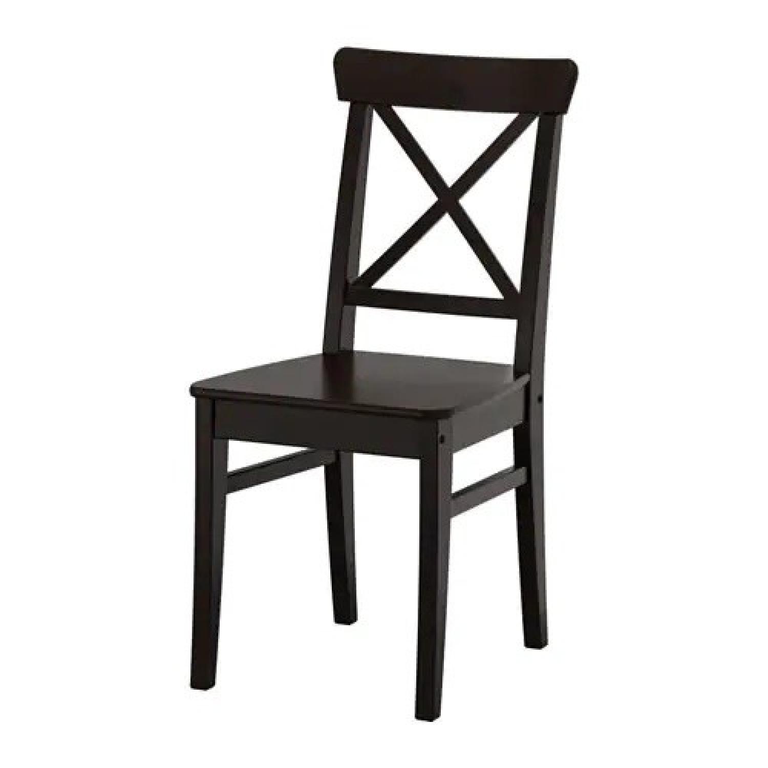 Ikea Black Wood Dining Table w/ 2 Chairs - image-7
