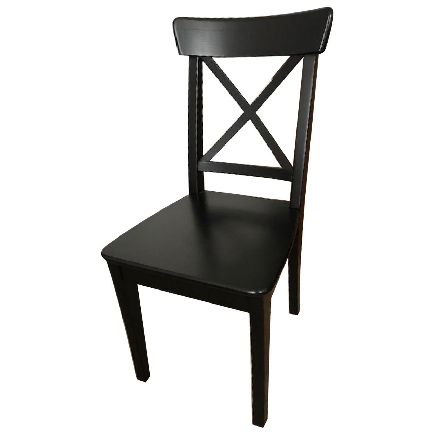Ikea Black Wood Dining Table w/ 2 Chairs - image-8