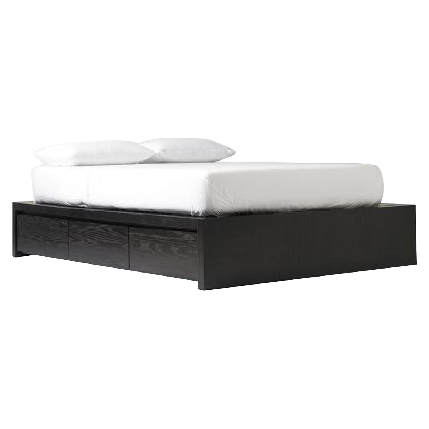 West Elm Dark Wood Queen Platform Storage Bed AptDeco