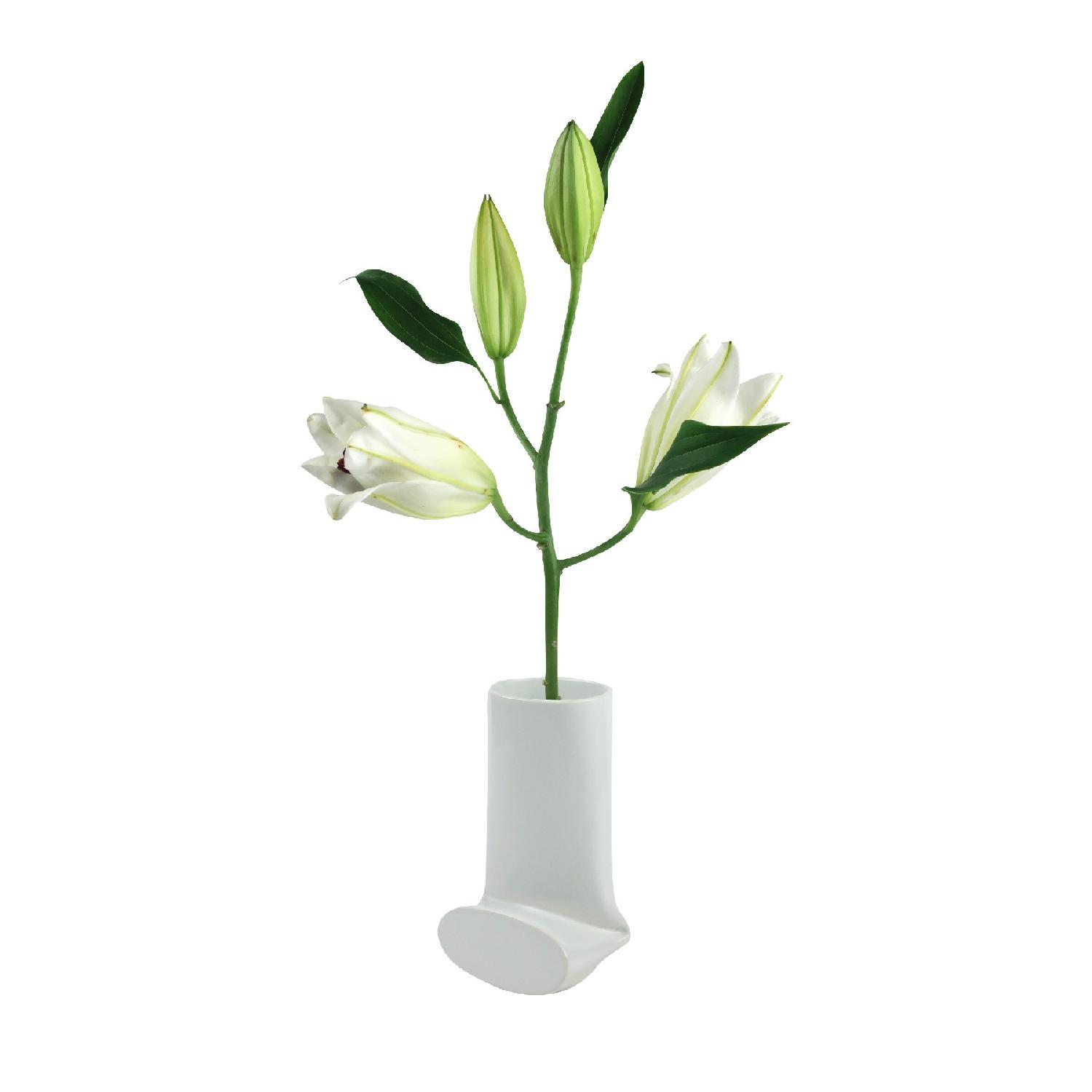 White Folded Ceramic Vase - image-0
