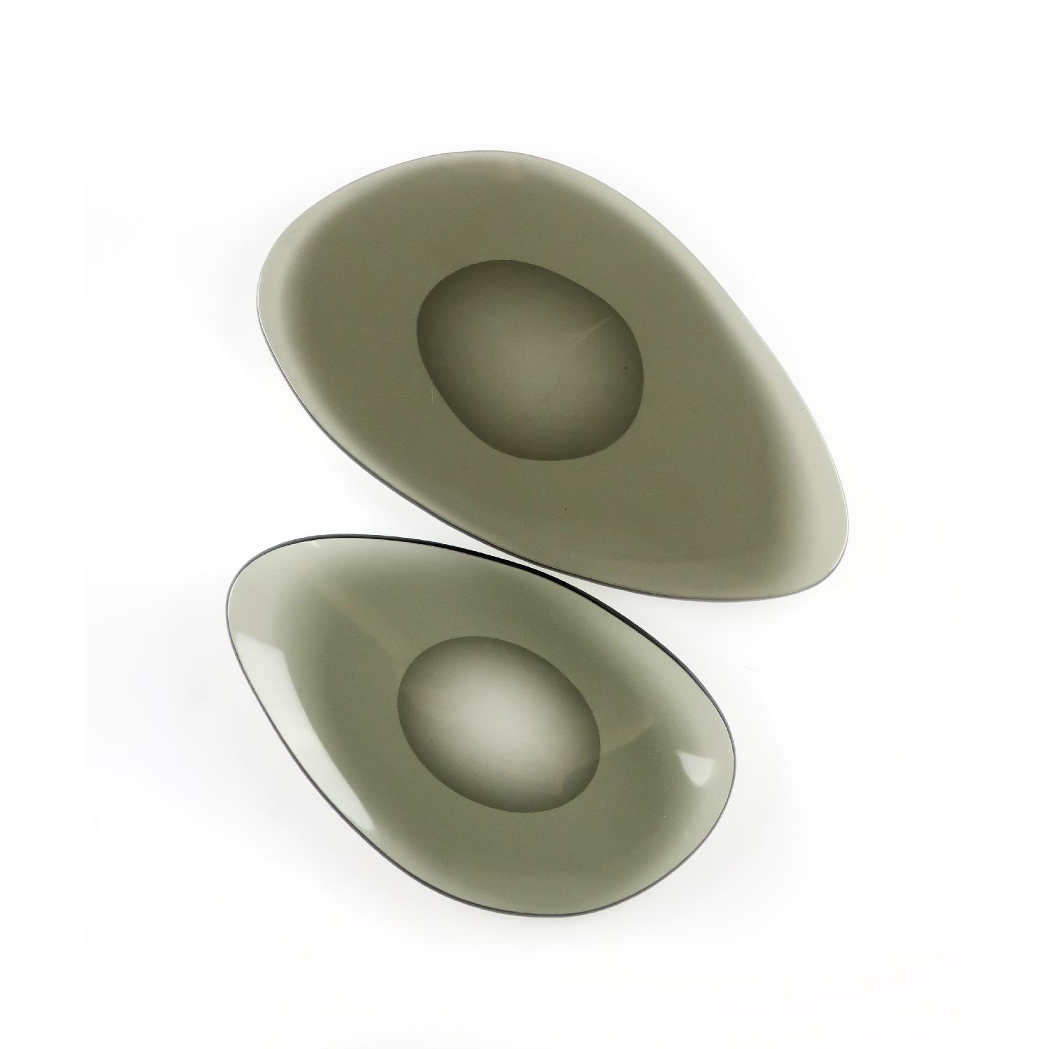 Mid-Century Modern Smoked Glass Kidney Plates - image-3