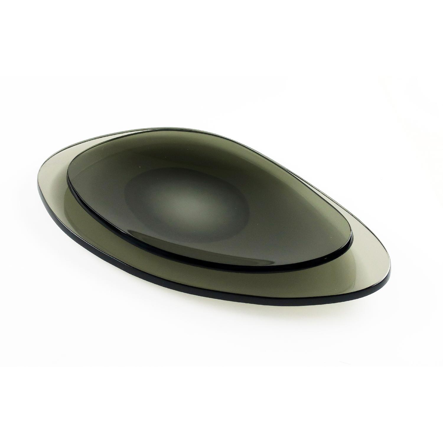 Mid-Century Modern Smoked Glass Kidney Plates - image-5