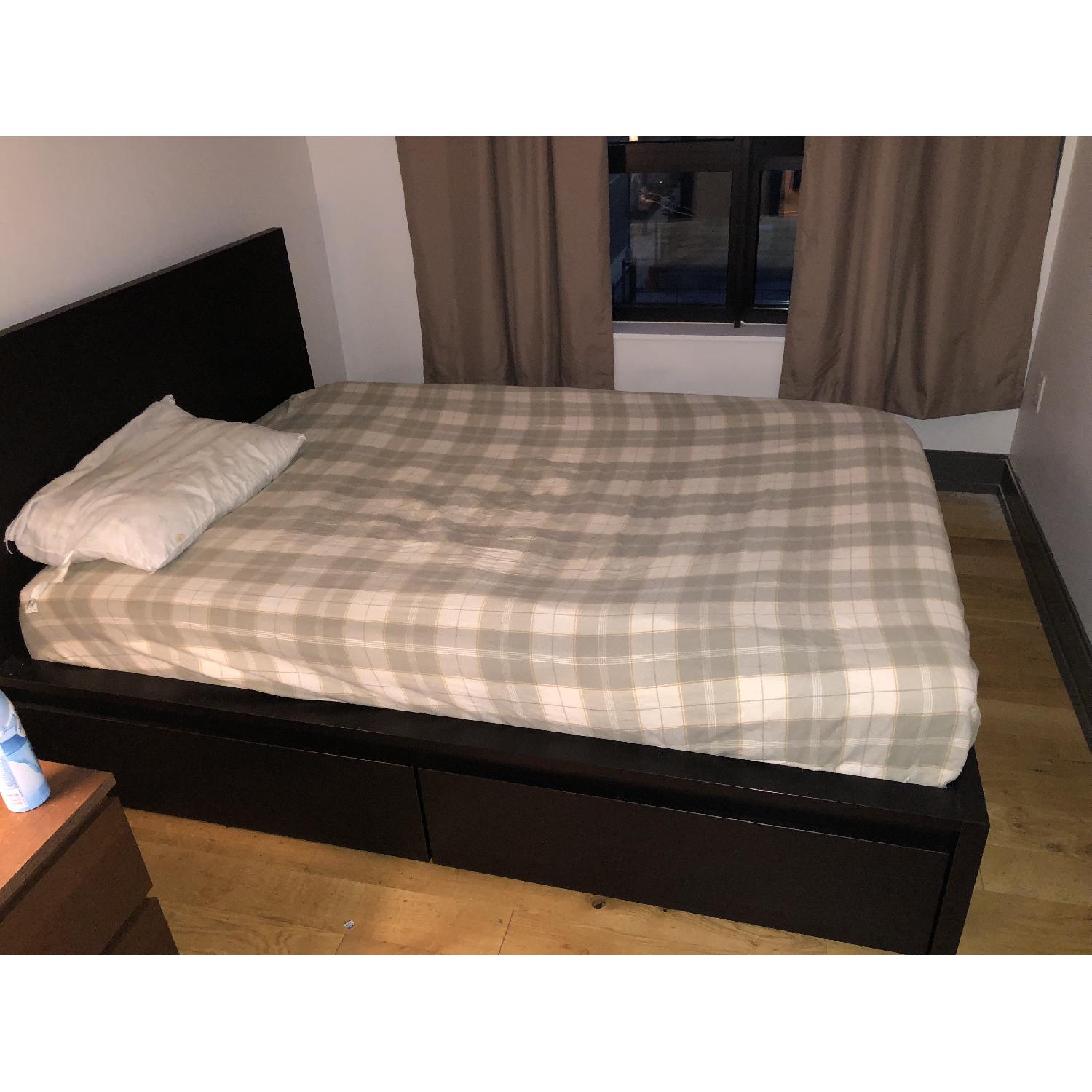 Ikea Malm Full Black Bed w/ 4 Storage Drawers - image-2
