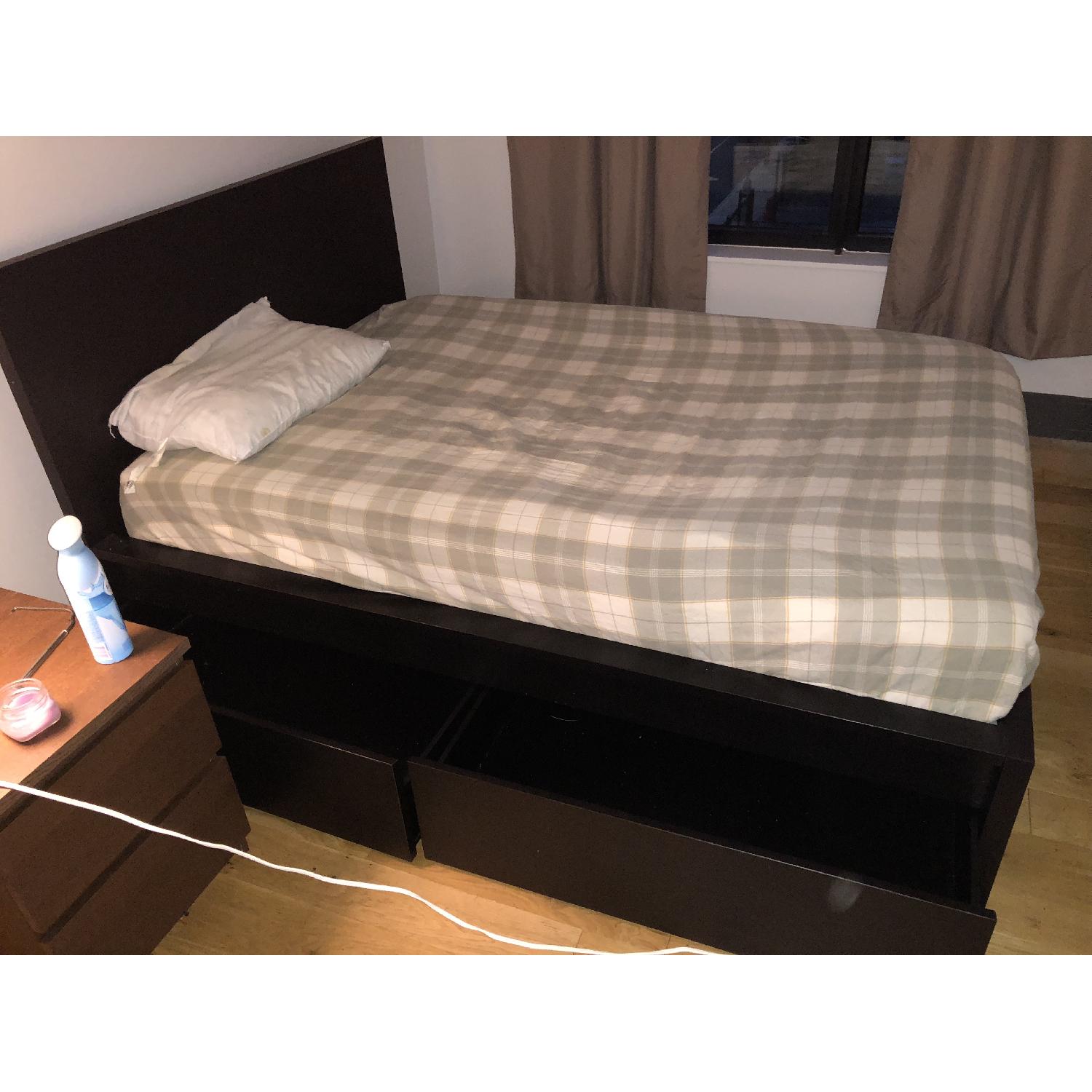 Ikea Malm Full Black Bed w/ 4 Storage Drawers - image-3
