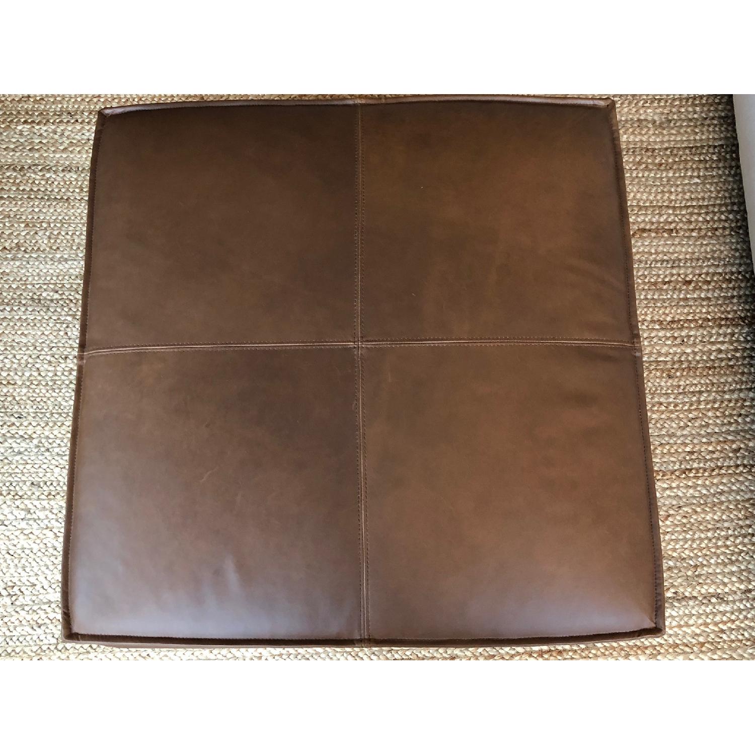 West Elm Leather Large Ottoman in Carob Leather - image-4