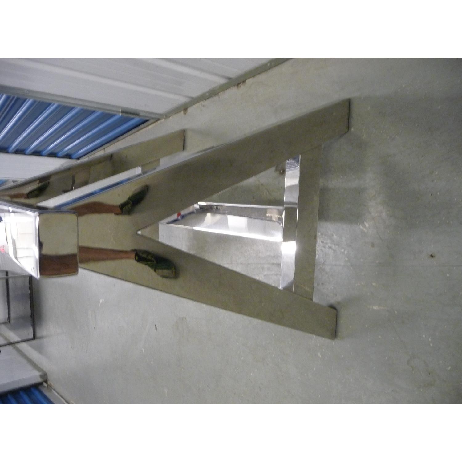 Ralph Lauren Chrome Sawhorse Glass Top Modern Dining Table - image-7