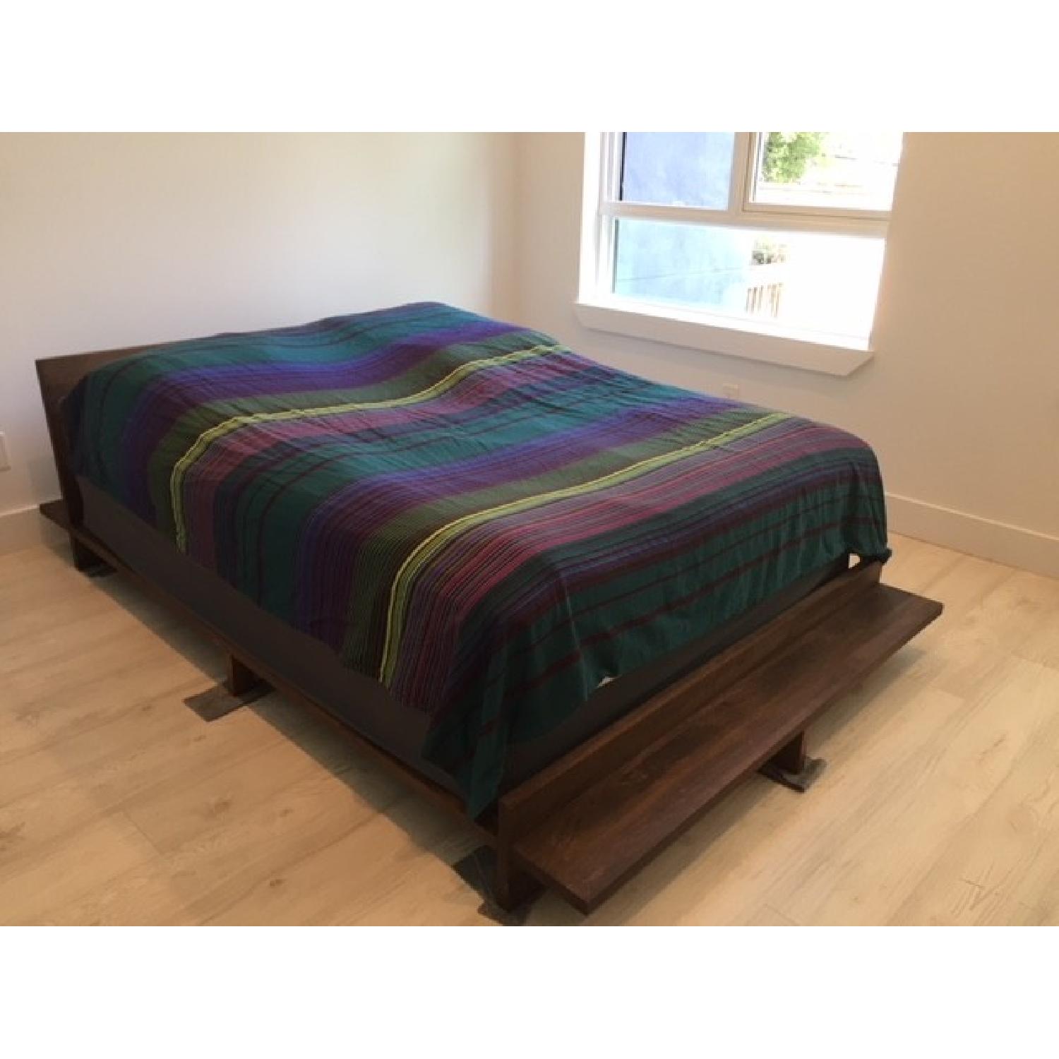 CB2 Queen Mango Wood Bed Frame w/ Shelf AptDeco