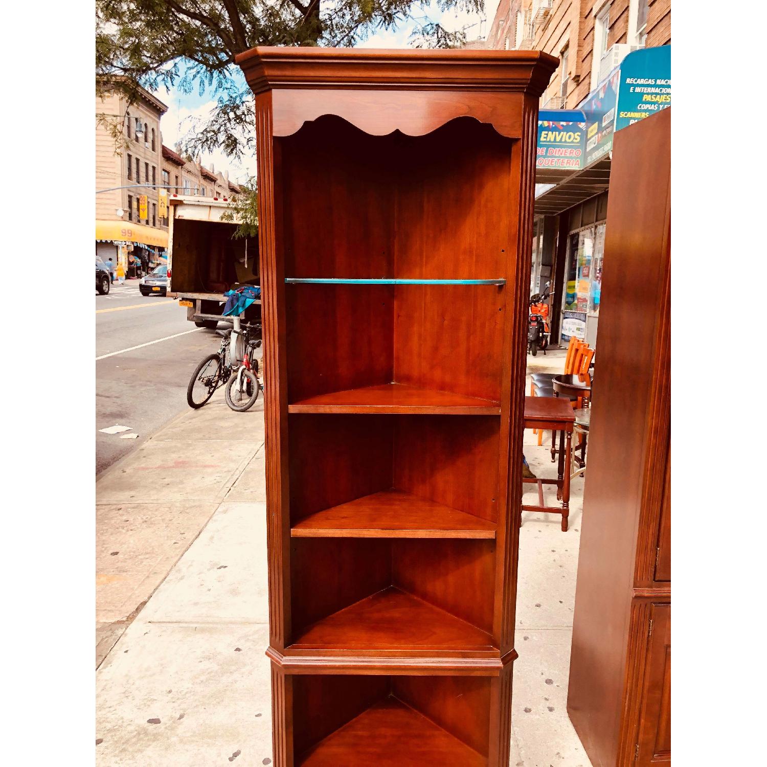 Thomasville Cherry Wood Corner Cabinet w/ Lights - image-7