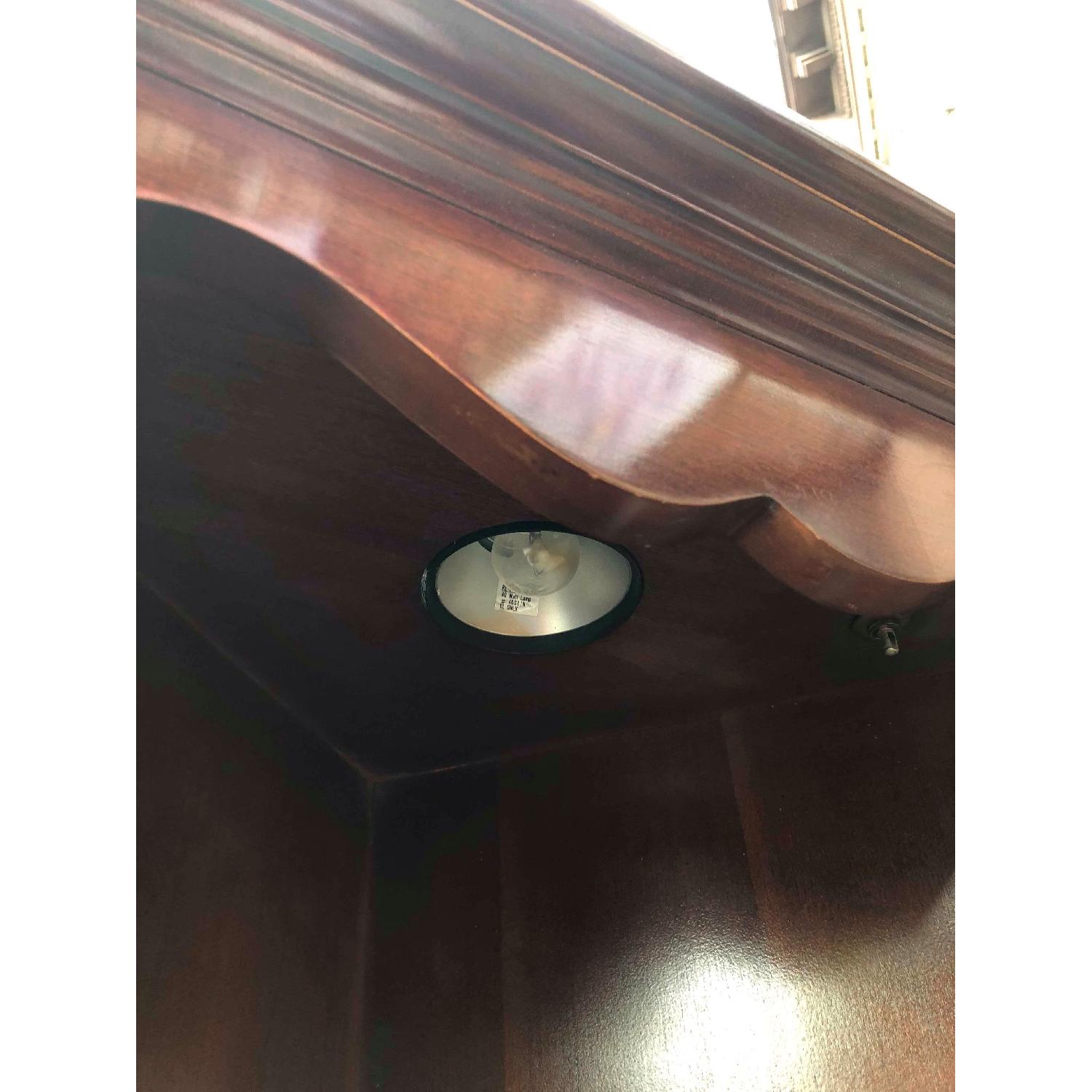 Thomasville Cherry Wood Corner Cabinet w/ Lights - image-9