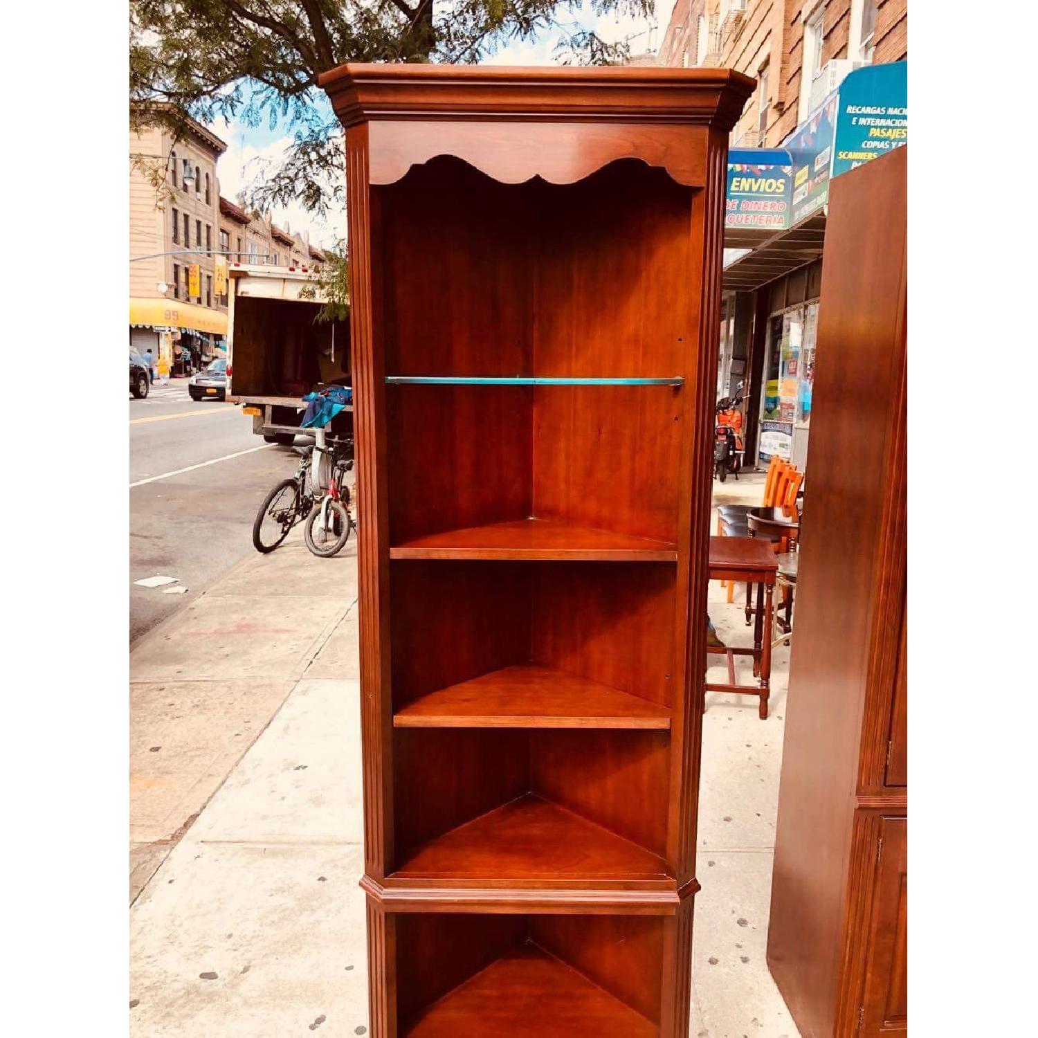 Thomasville Cherry Wood Corner Cabinet w/ Lights - image-10