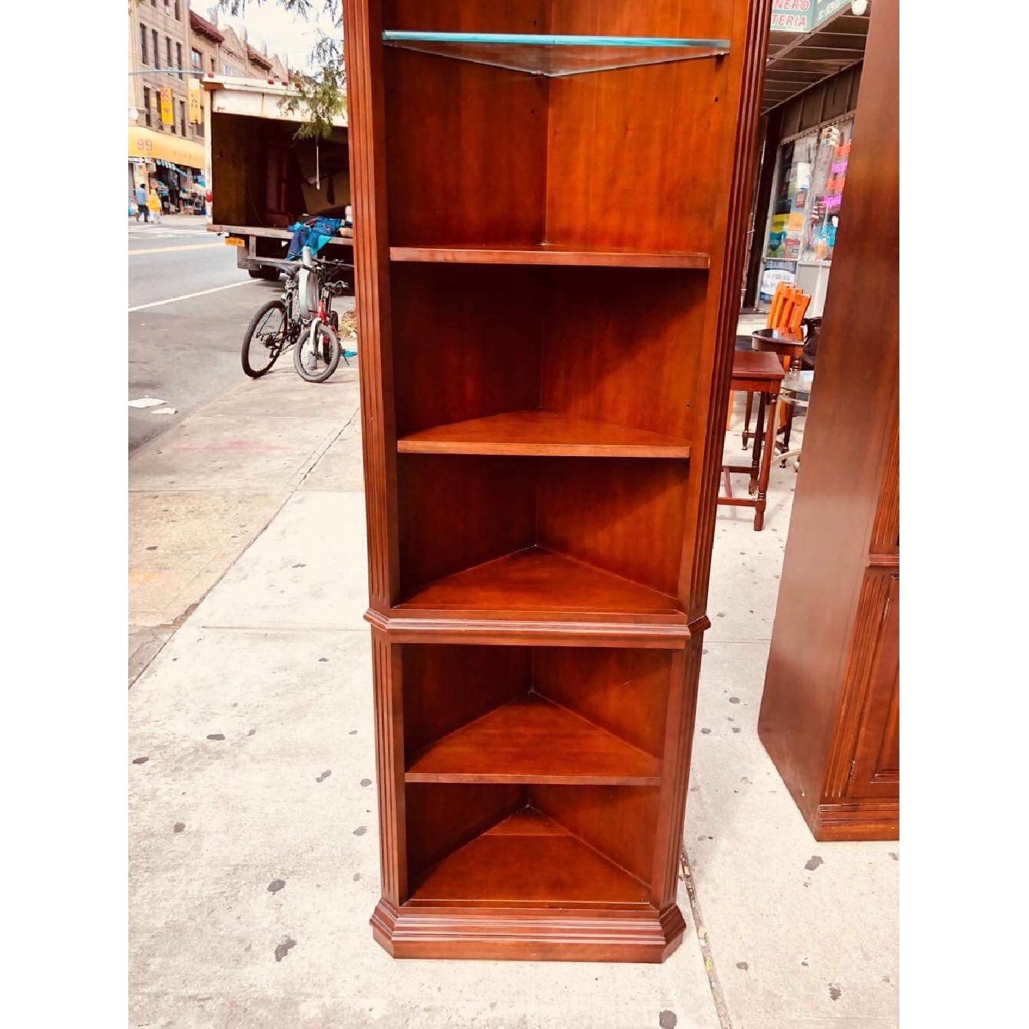 Thomasville Cherry Wood Corner Cabinet w/ Lights - image-17