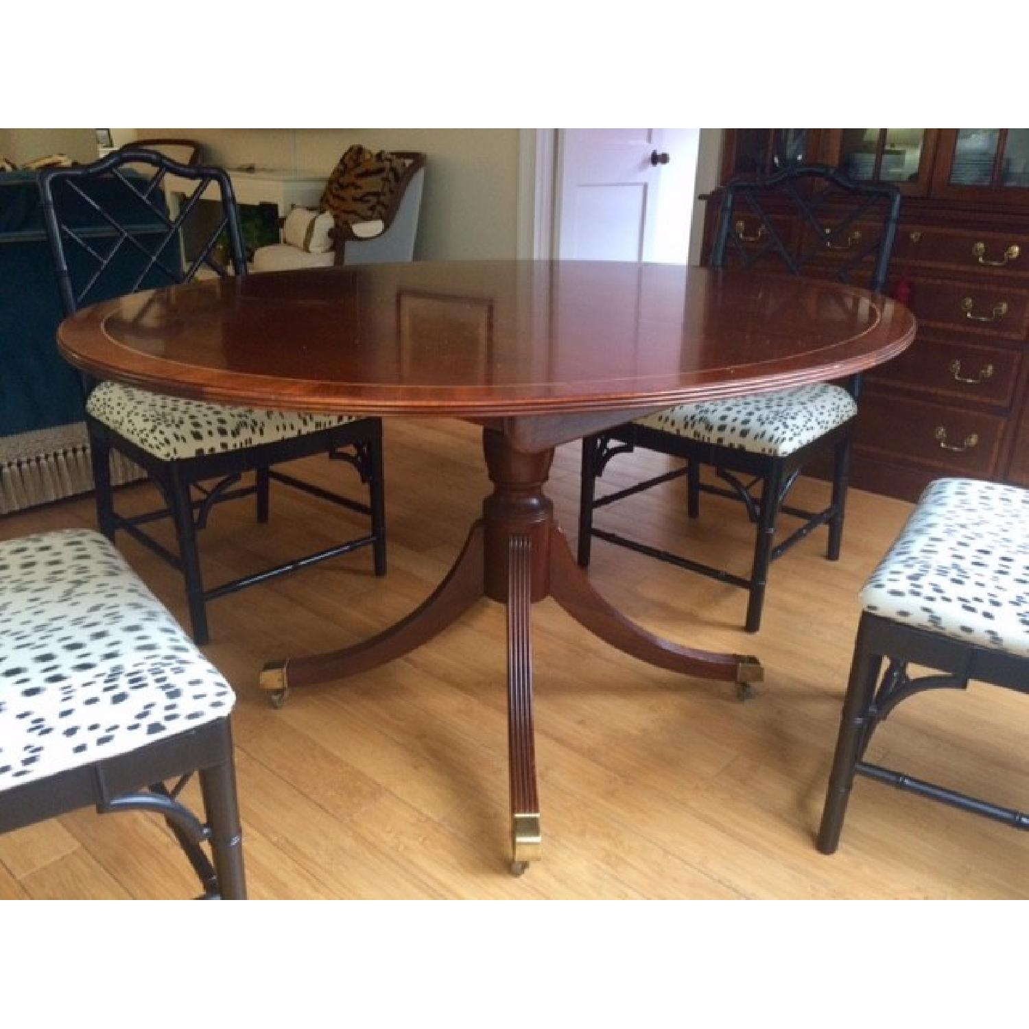 Hickory Chair Mahogany Inlay Expandable Dining Table - image-1