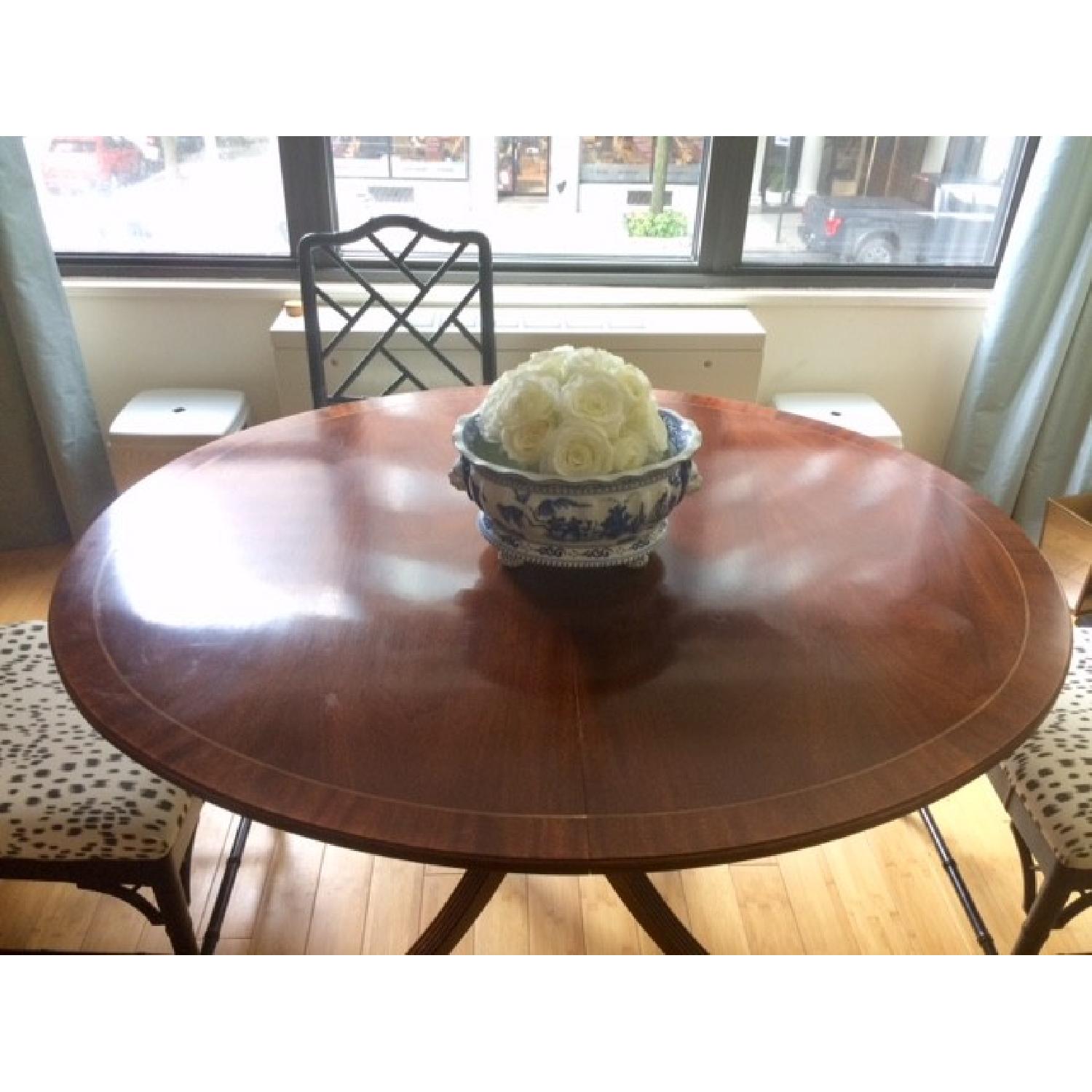 Hickory Chair Mahogany Inlay Expandable Dining Table - image-2