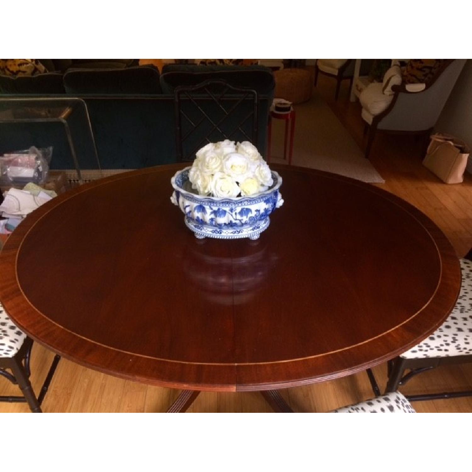 Hickory Chair Mahogany Inlay Expandable Dining Table - image-3