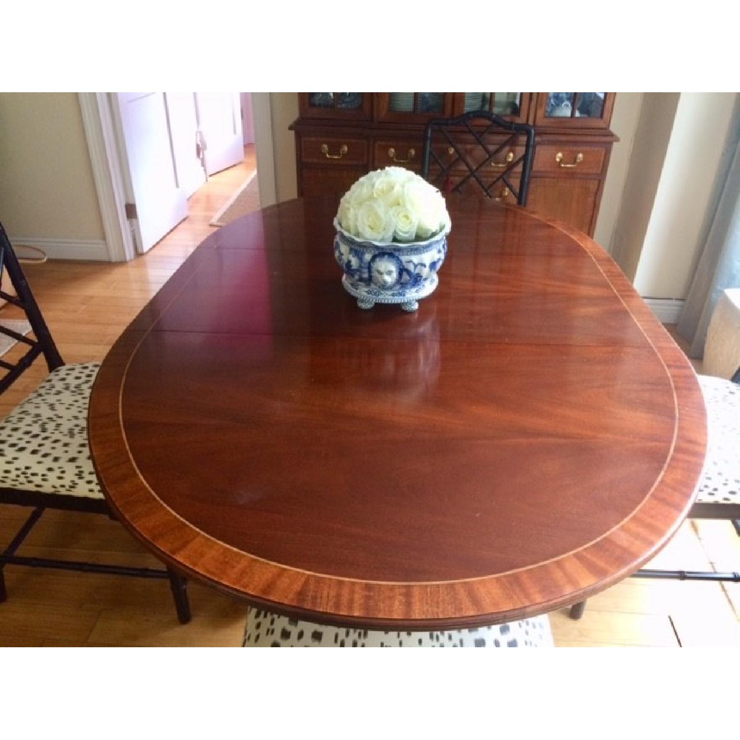Hickory Chair Mahogany Inlay Expandable Dining Table - image-4
