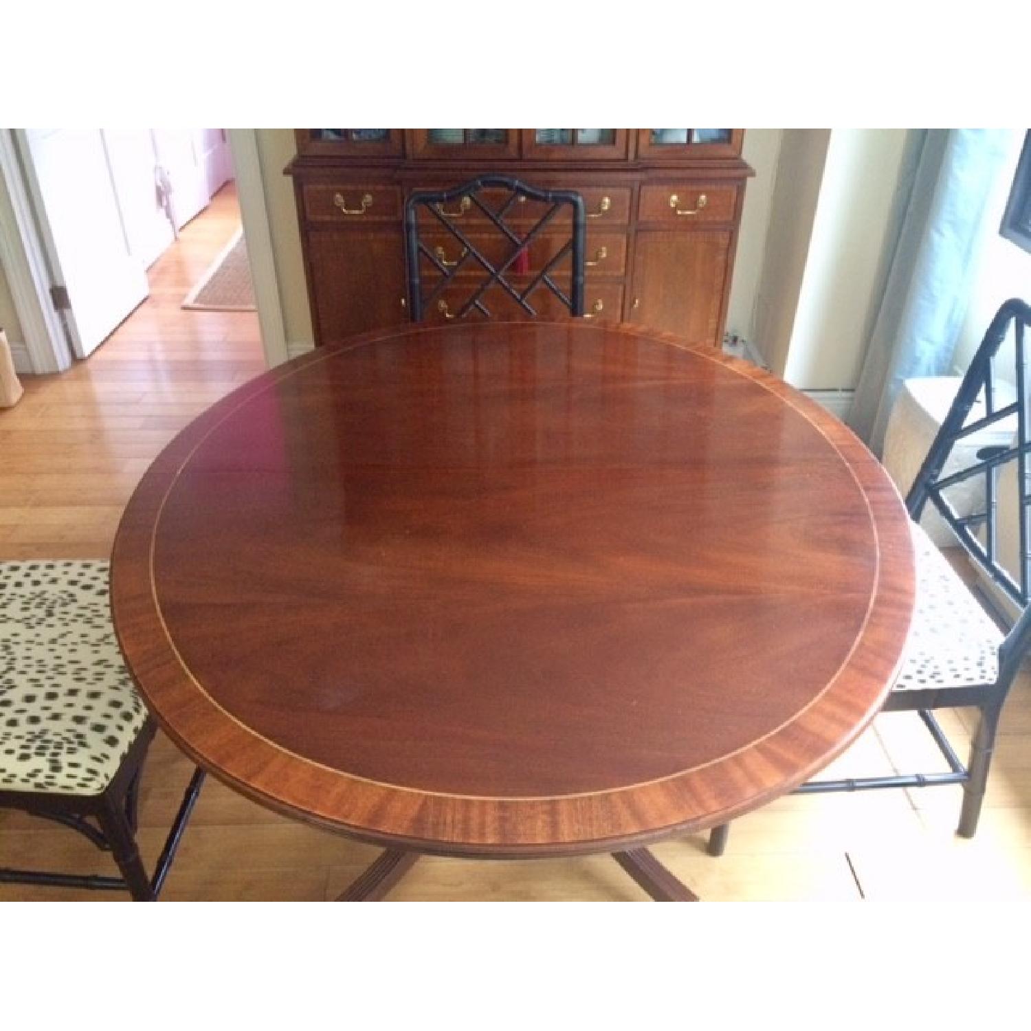 Hickory Chair Mahogany Inlay Expandable Dining Table - image-5