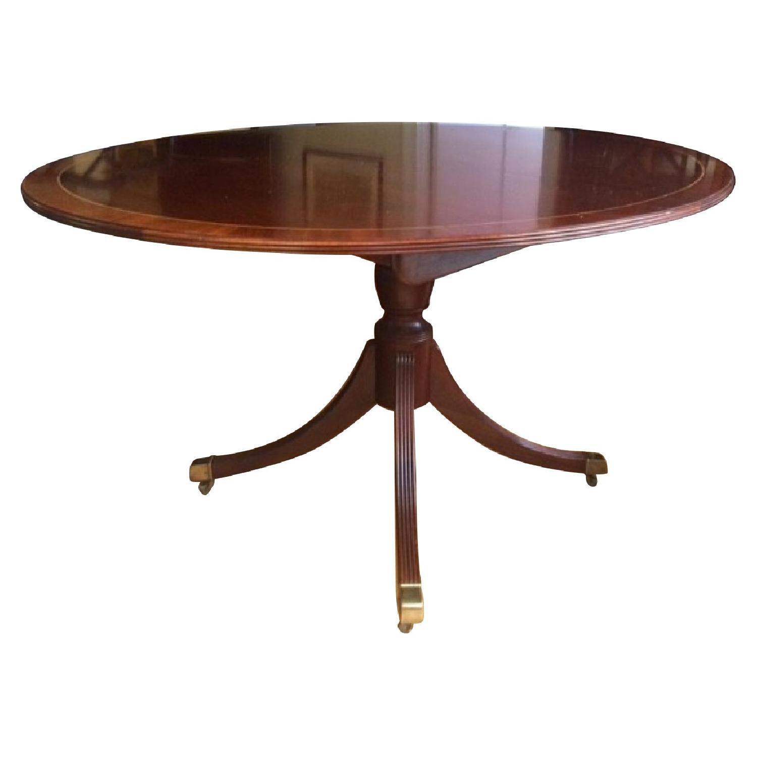 Hickory Chair Mahogany Inlay Expandable Dining Table AptDeco