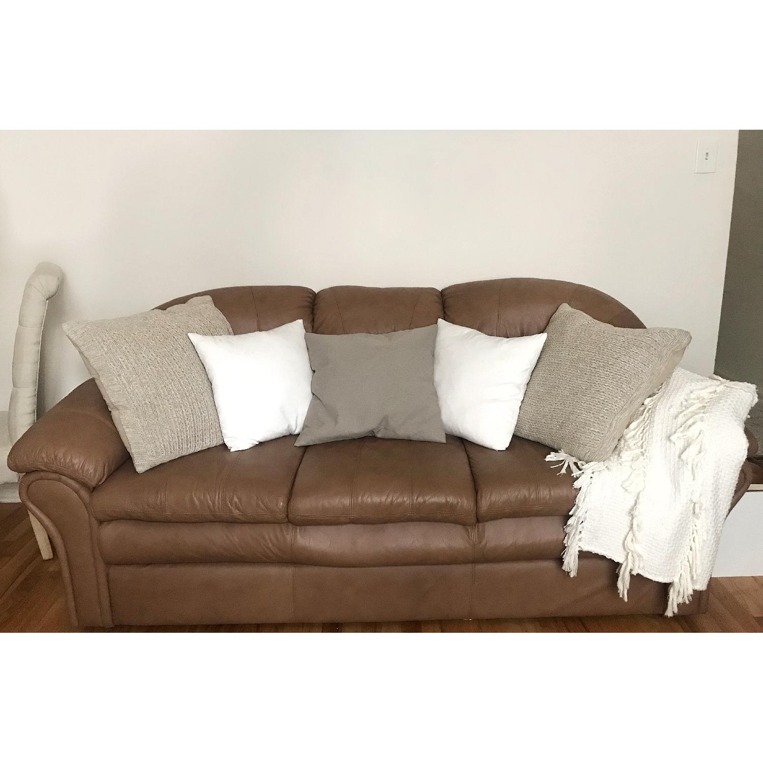 Light Brown Leather Sofa - image-3