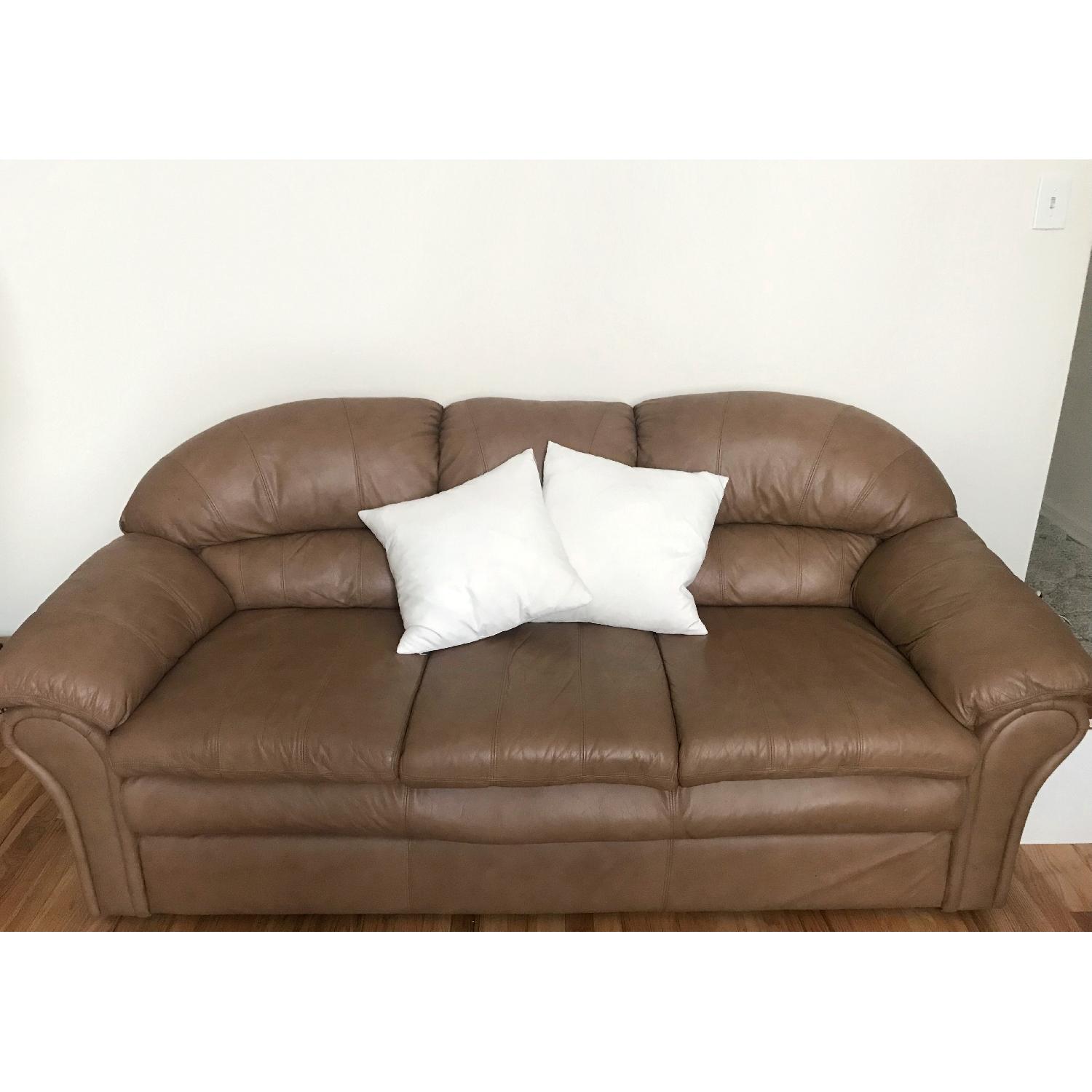 Light Brown Leather Sofa - image-4