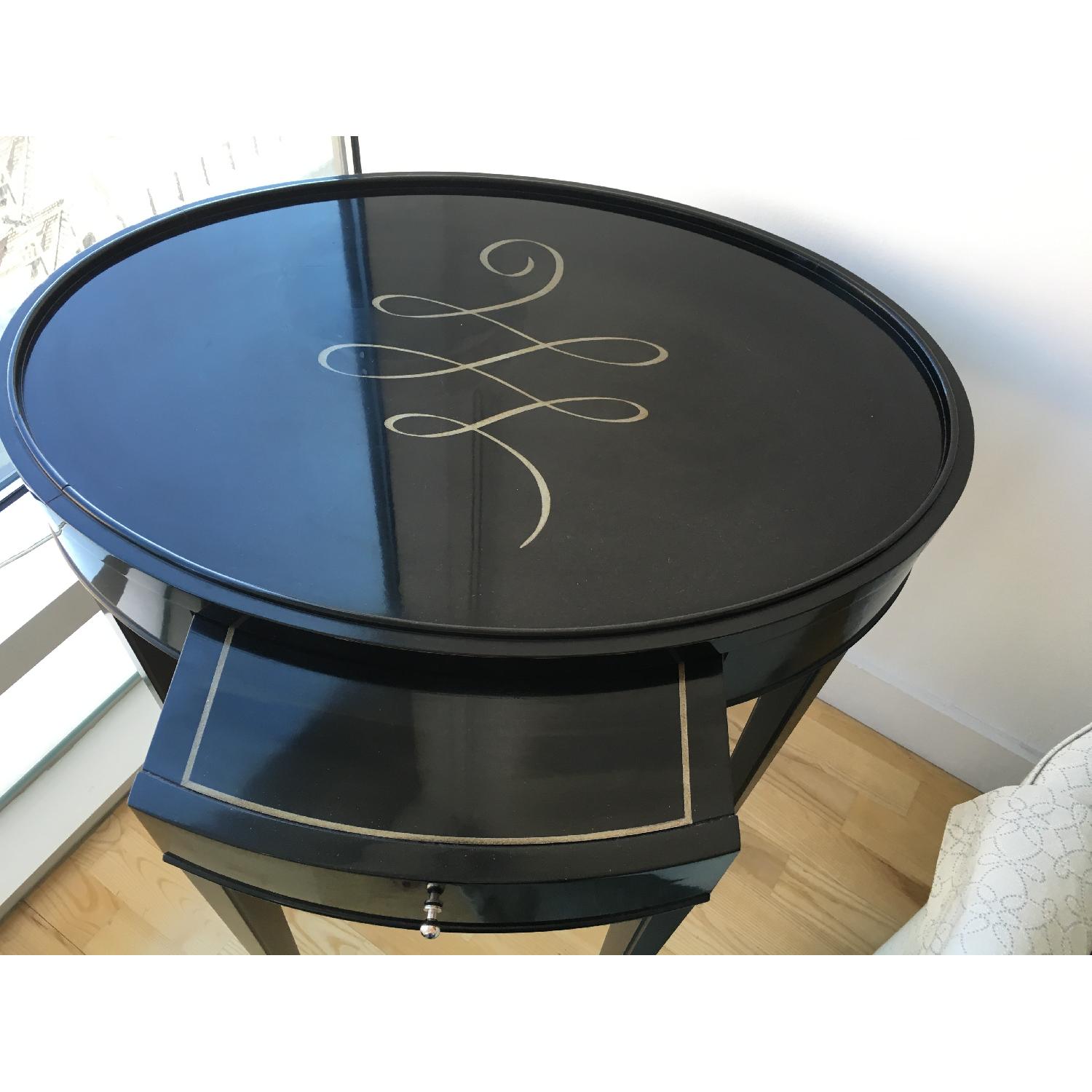 Baker Barbara Barry Oval End Table w/ Gold Calligraphy - image-2