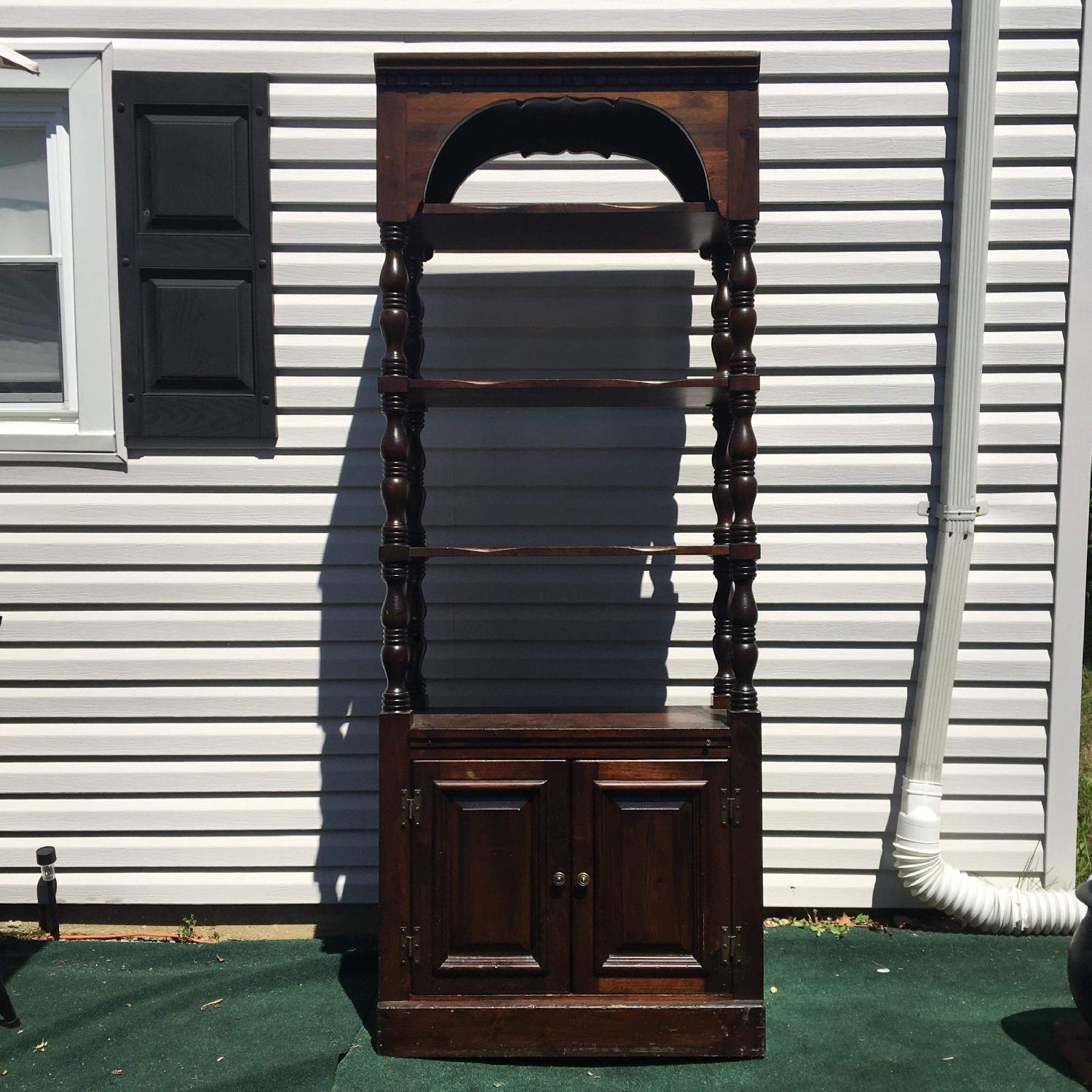 Mahogany Shelving Unit w/ Cabinet - image-1