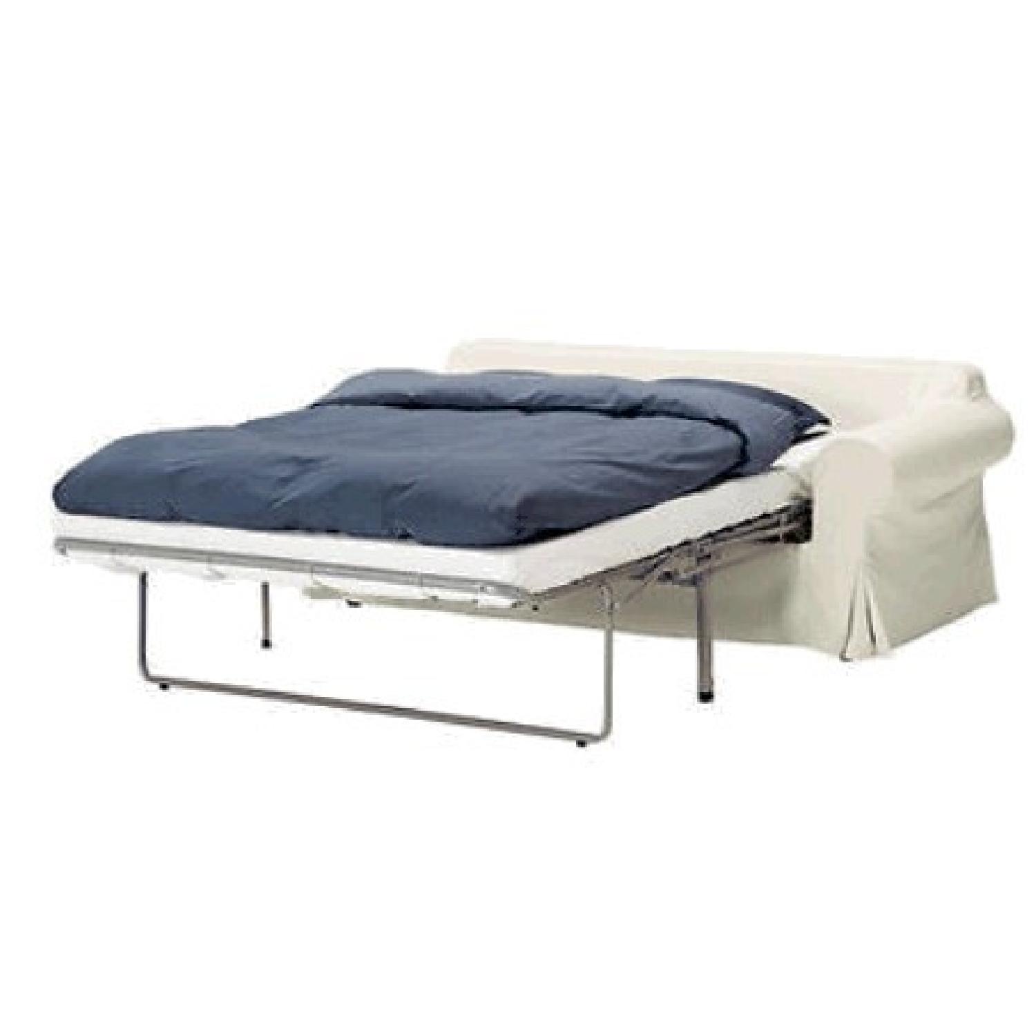 Ikea Ektorp White Slipcovered Sleeper Sofa AptDeco