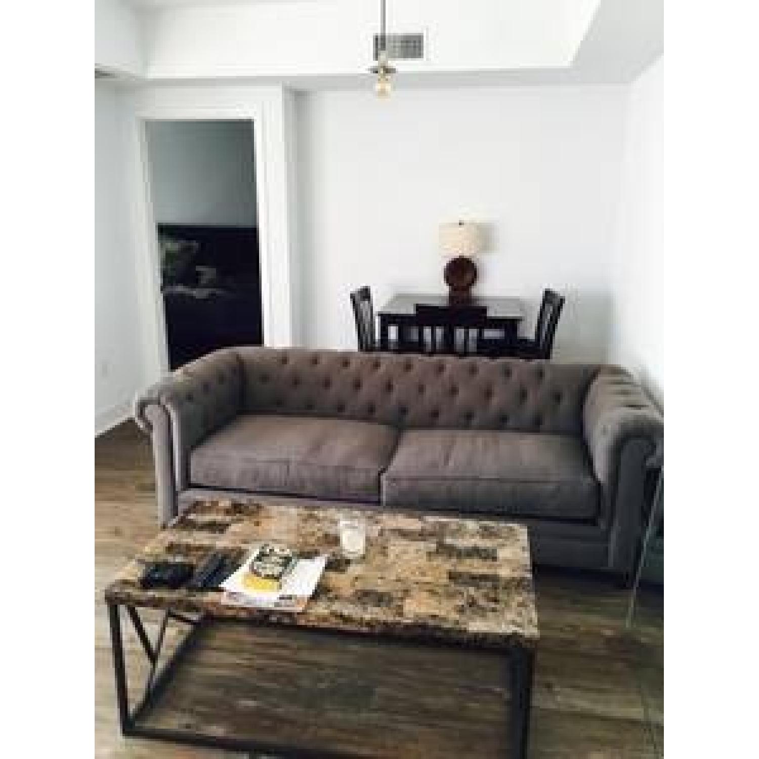 Blue Chesterfield Style Tufted Sofa - image-1