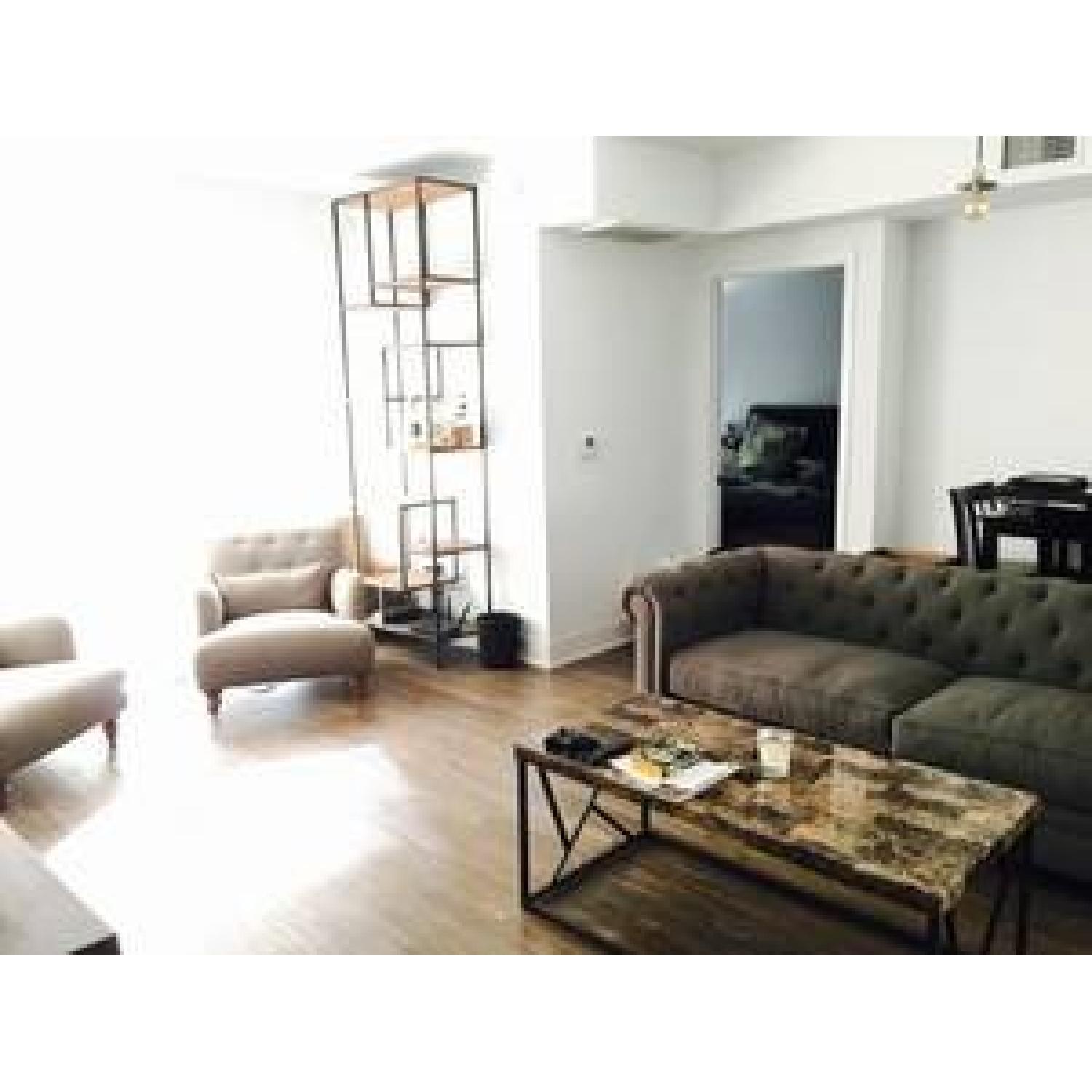 Blue Chesterfield Style Tufted Sofa - image-3