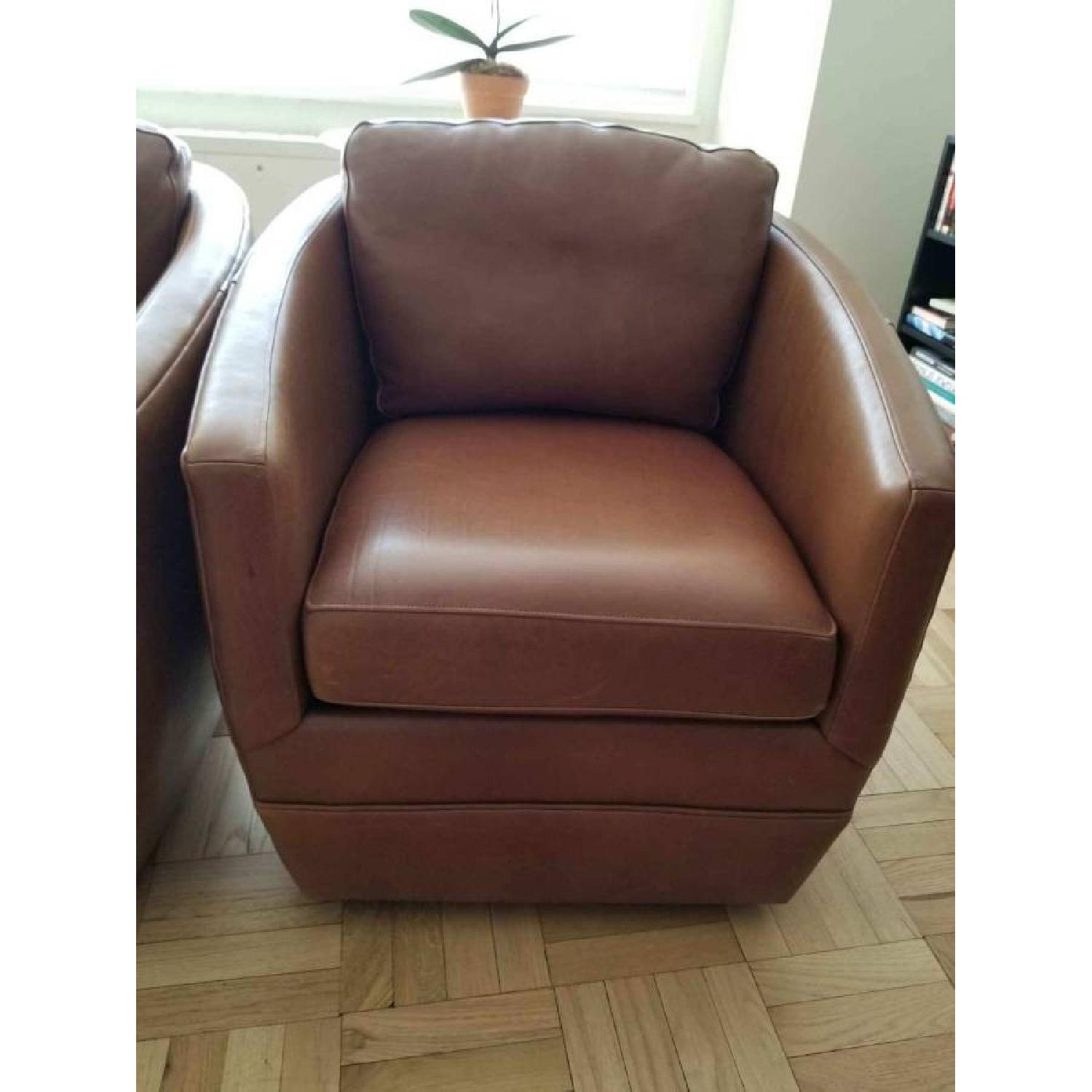 Room & Board Ford Leather Swivel Chairs - image-3
