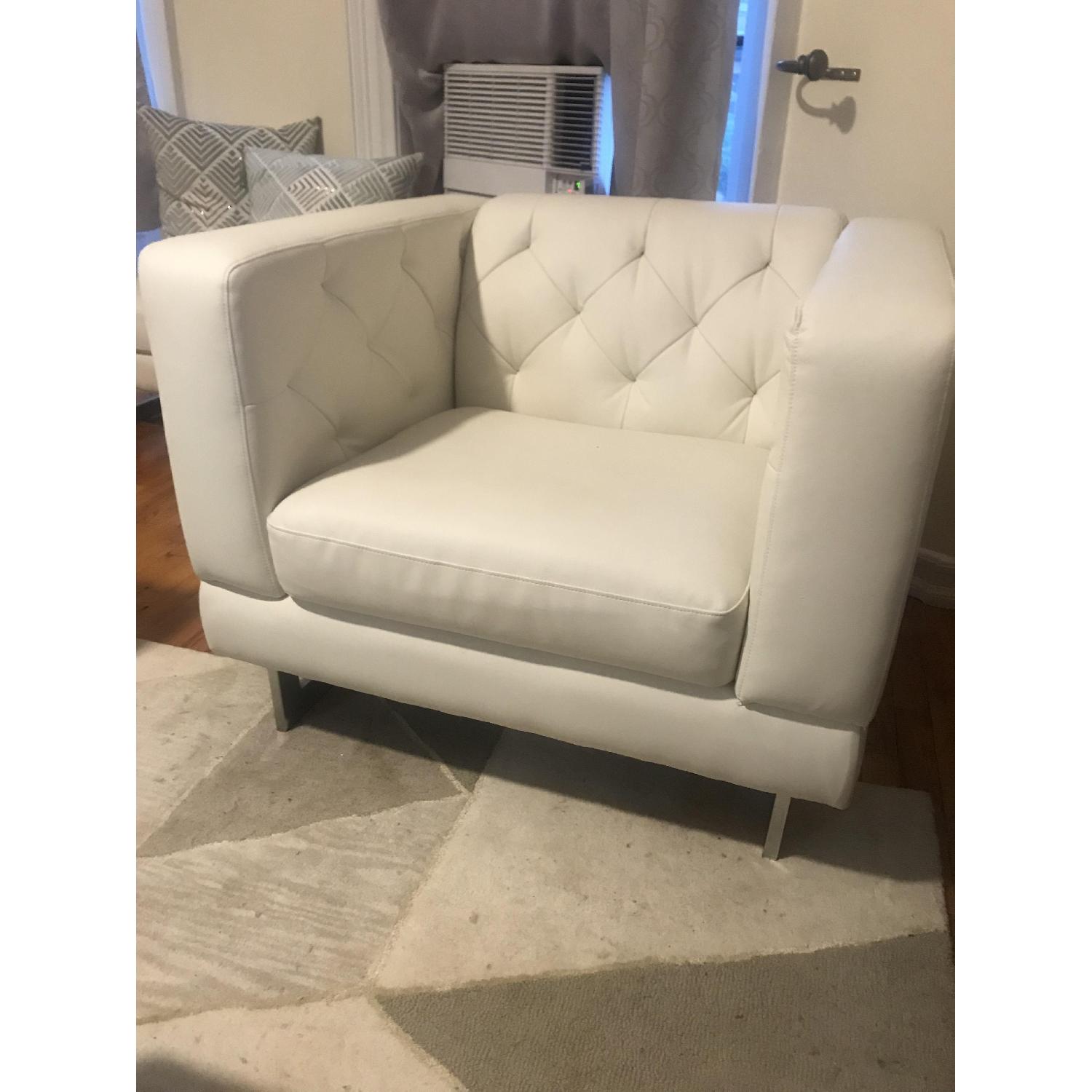 Raymour & Flanigan Tufted Sofa + Chair and a Half & Ottoman - image-2