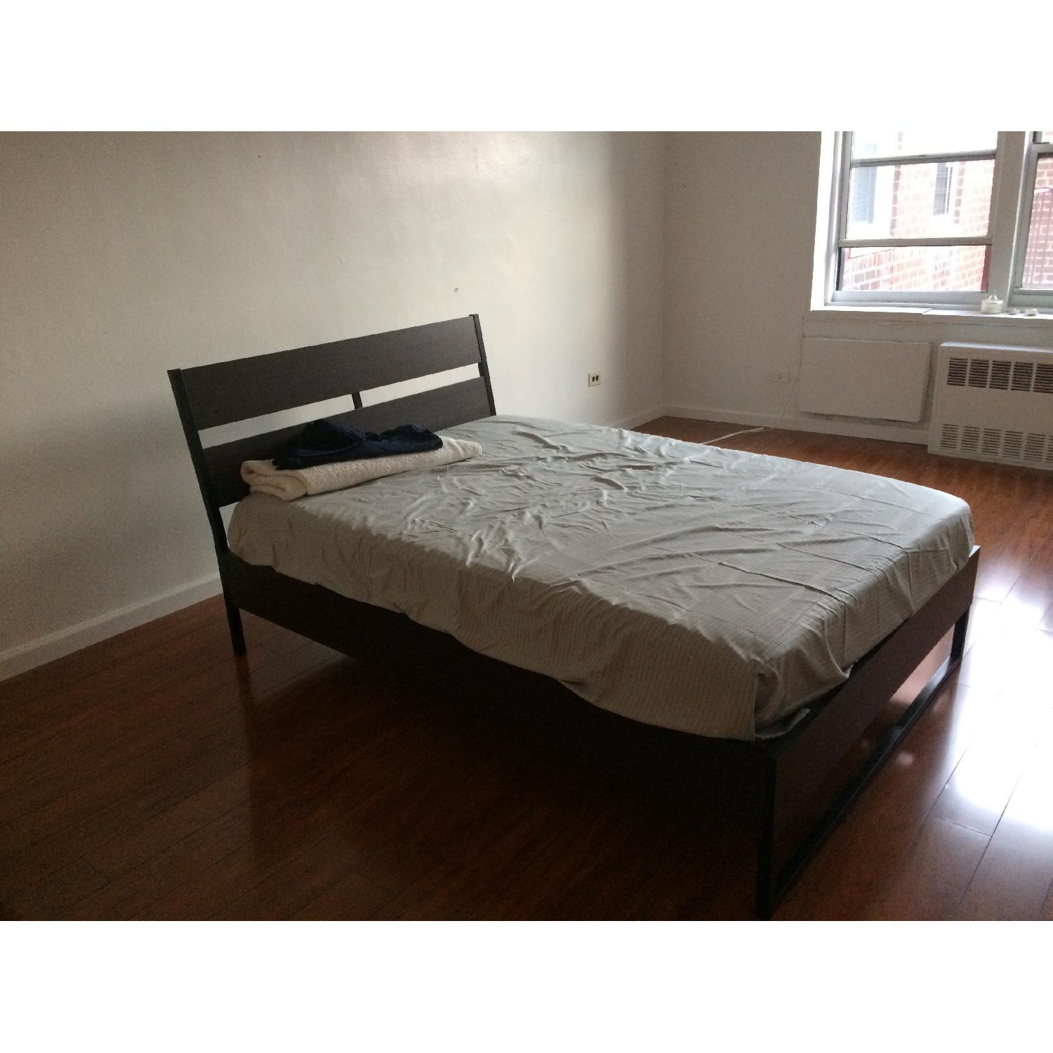 Ikea Trysil Brown Full Bed Frame w/ Lonset Slatted Bed Base