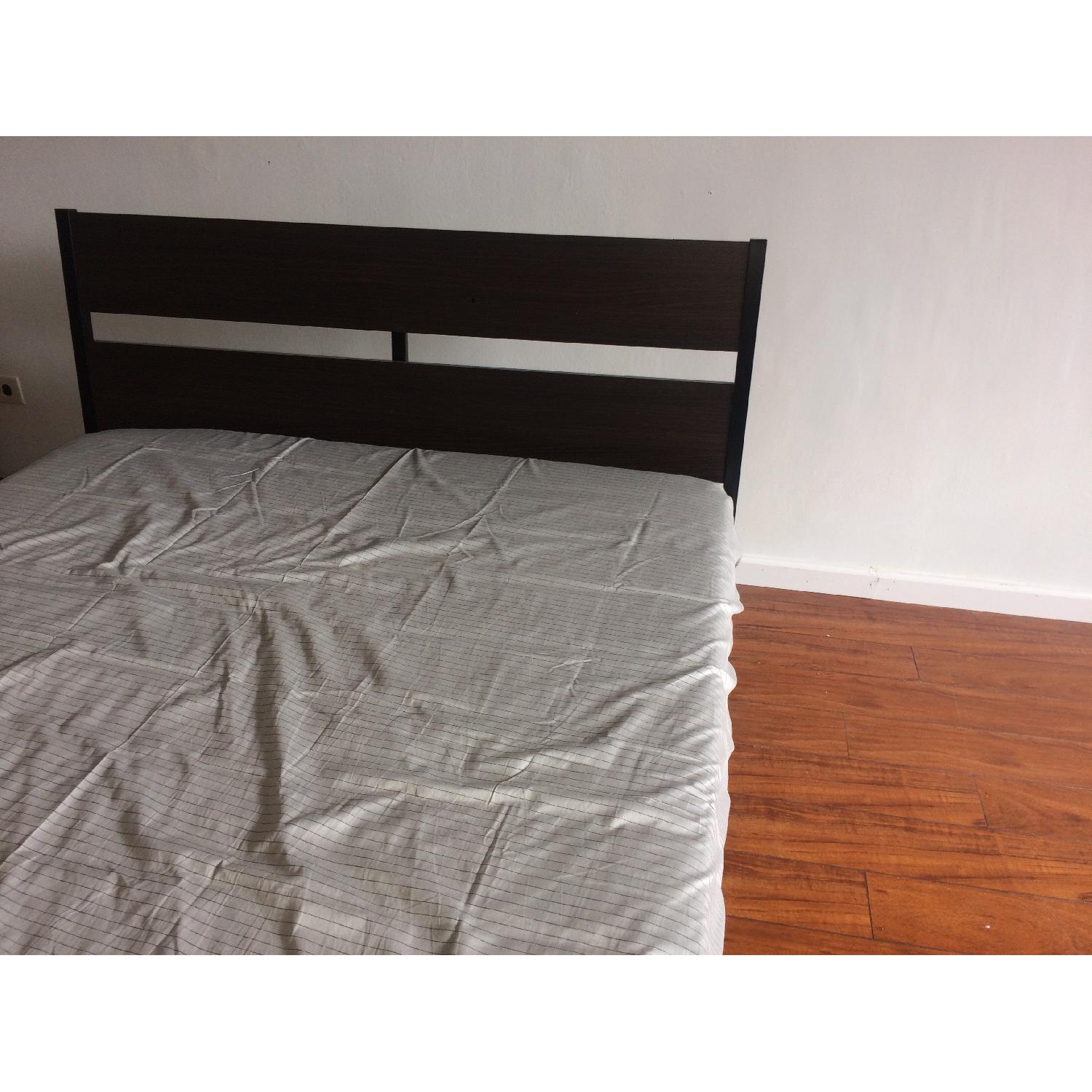 Ikea Trysil Brown Full Bed Frame w/ Lonset Slatted Bed Base AptDeco