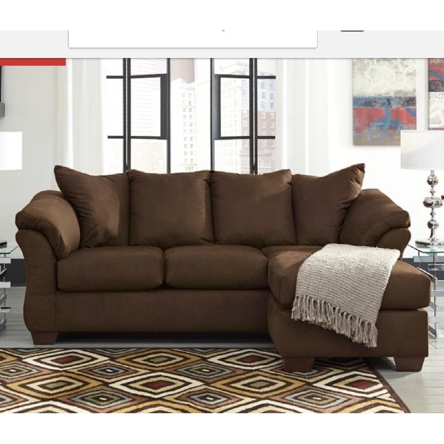 Ashley Brown Suede 2-Piece Sectional Sofa - image-2